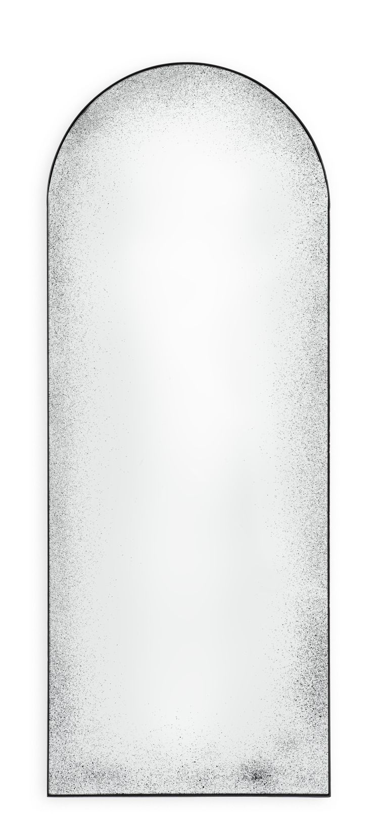 Ethnicraft Gate Spiegel: Klarer, großer Bodenspiegel mit schwarzem Rahmen und abgerundeter Oberseite.