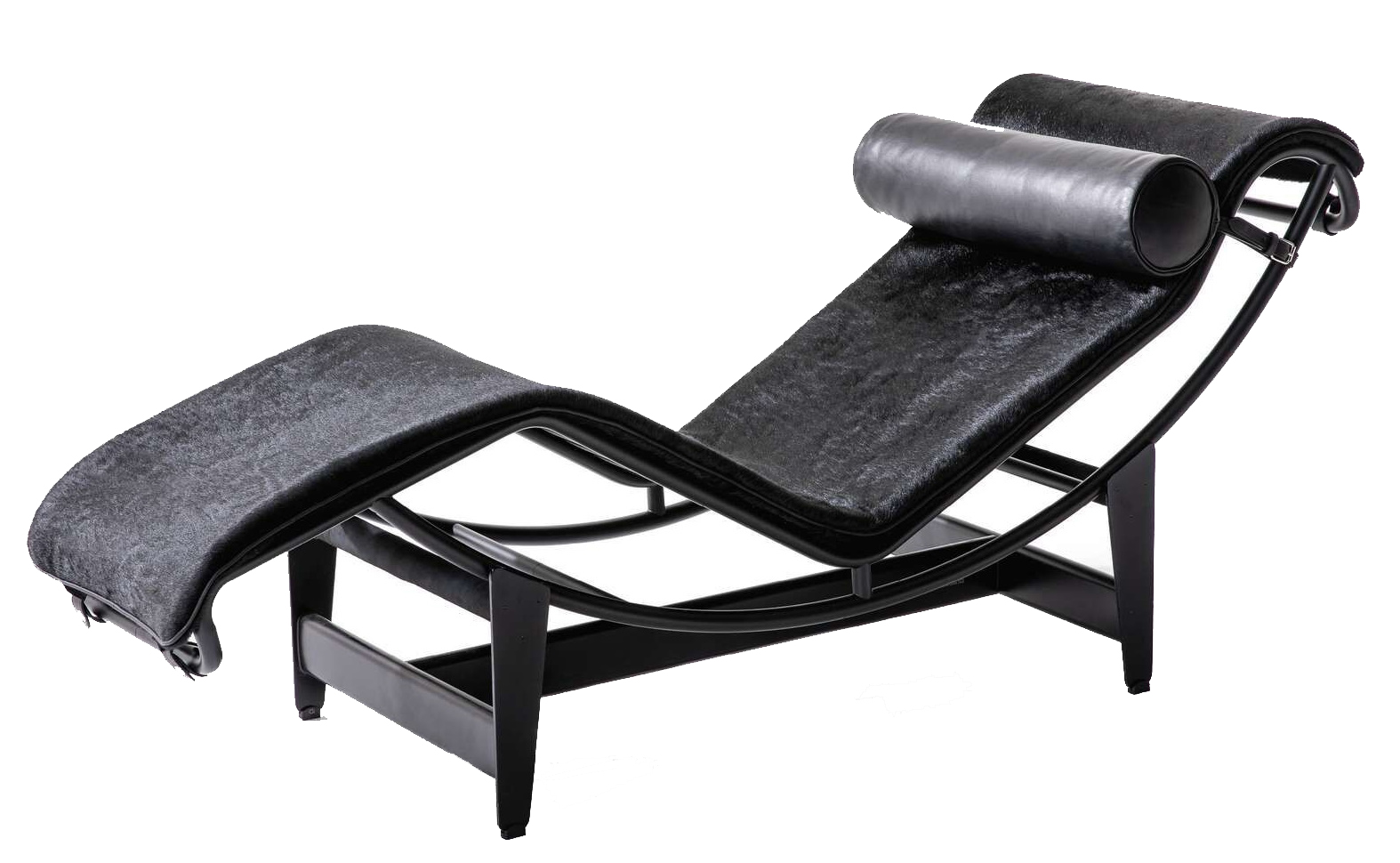 Schwarze Cassina Chaise Longue Liege mit verstellbarer Kopfstütze, modernes Design für entspanntes Liegen.