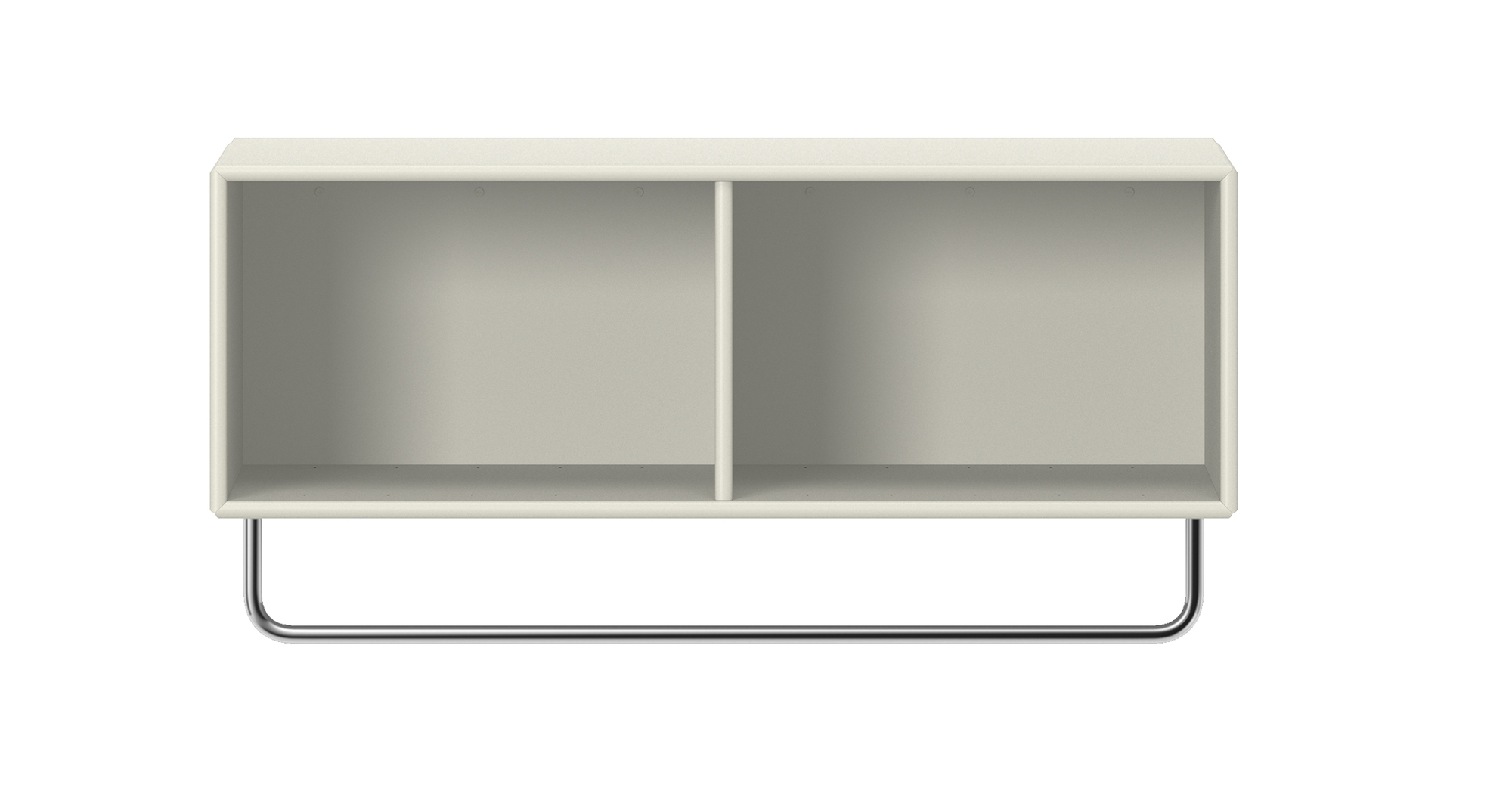 Coat Ablage Vanilla Montana mit Kleiderstange, zwei Fächer, moderne Garderobenlösung für Flur und Eingangsbereich.