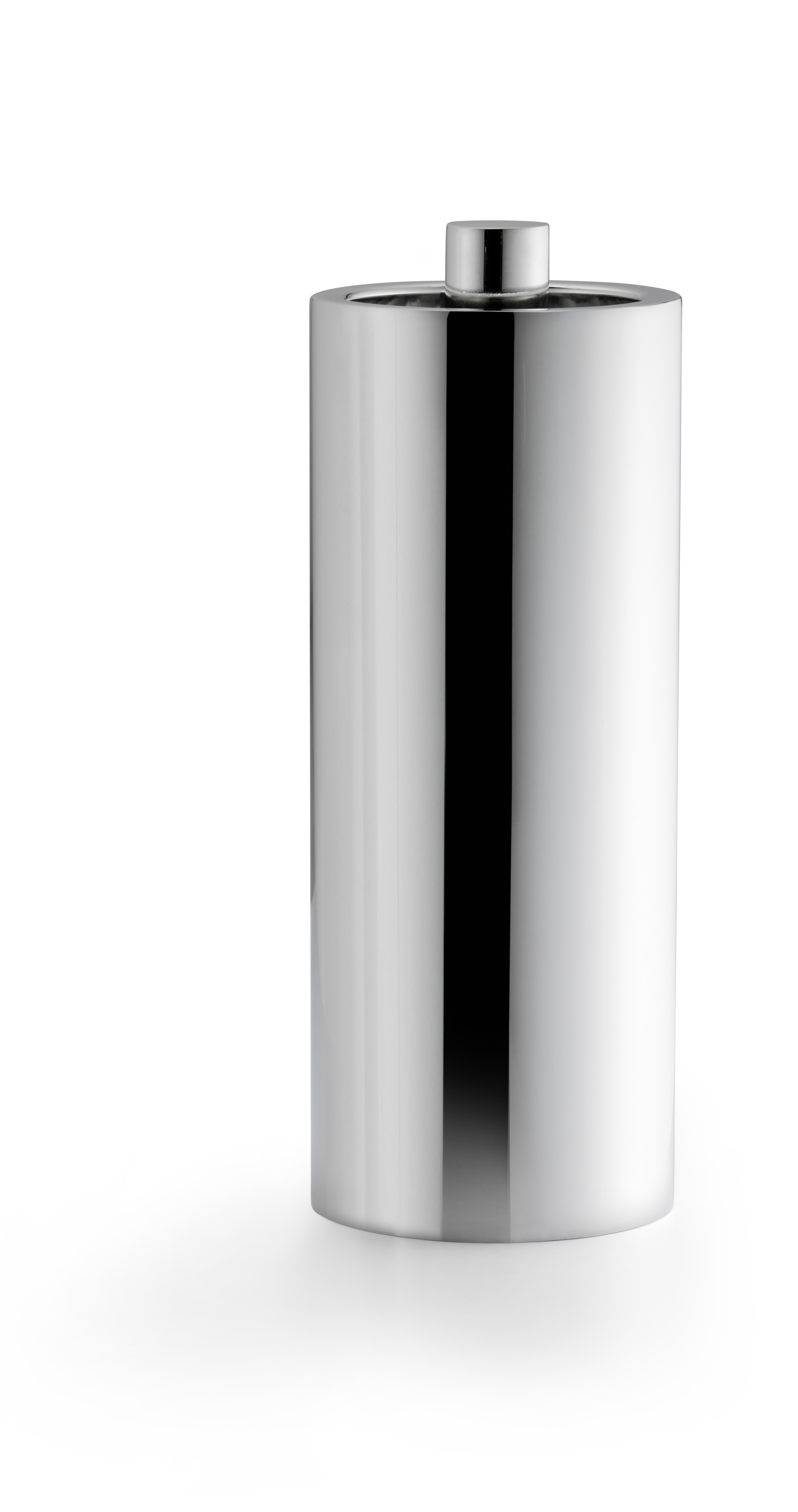 KOS Gartenfackel von Philippi: Zylindrische, silberne Gartenfackel aus Edelstahl, ideal für stimmungsvolle Gartenbeleuchtung.