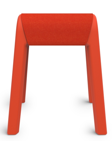 Wilkhahn Programm 204 Sitzauflage Mango: Detailansicht der orangefarbenen Sitzfläche und des Gestells.