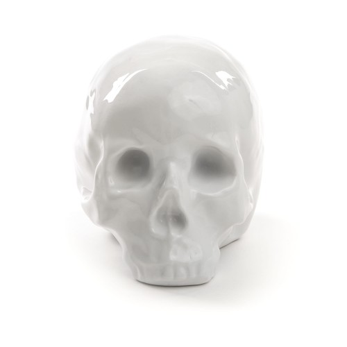 Weiße Totenkopf Skulptur von Seletti, Memorabilia My Skull, modernes Deko-Objekt für Wohnzimmer.