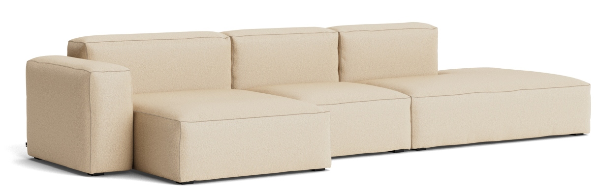 Mags Soft Sofa 3-Sitzer Combination 4 Low Armrest Armlehne links Hay Stoff Hallingdal 220 mit Beige Naht