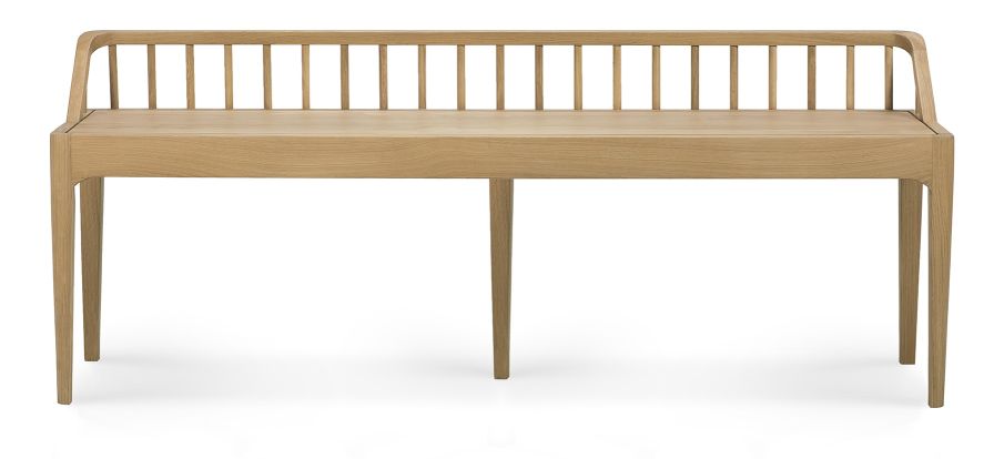 Ethnicraft Spindle Bank aus massivem Eichenholz, modernes Design mit filigraner Rückenlehne für Esszimmer und Wohnbereich.