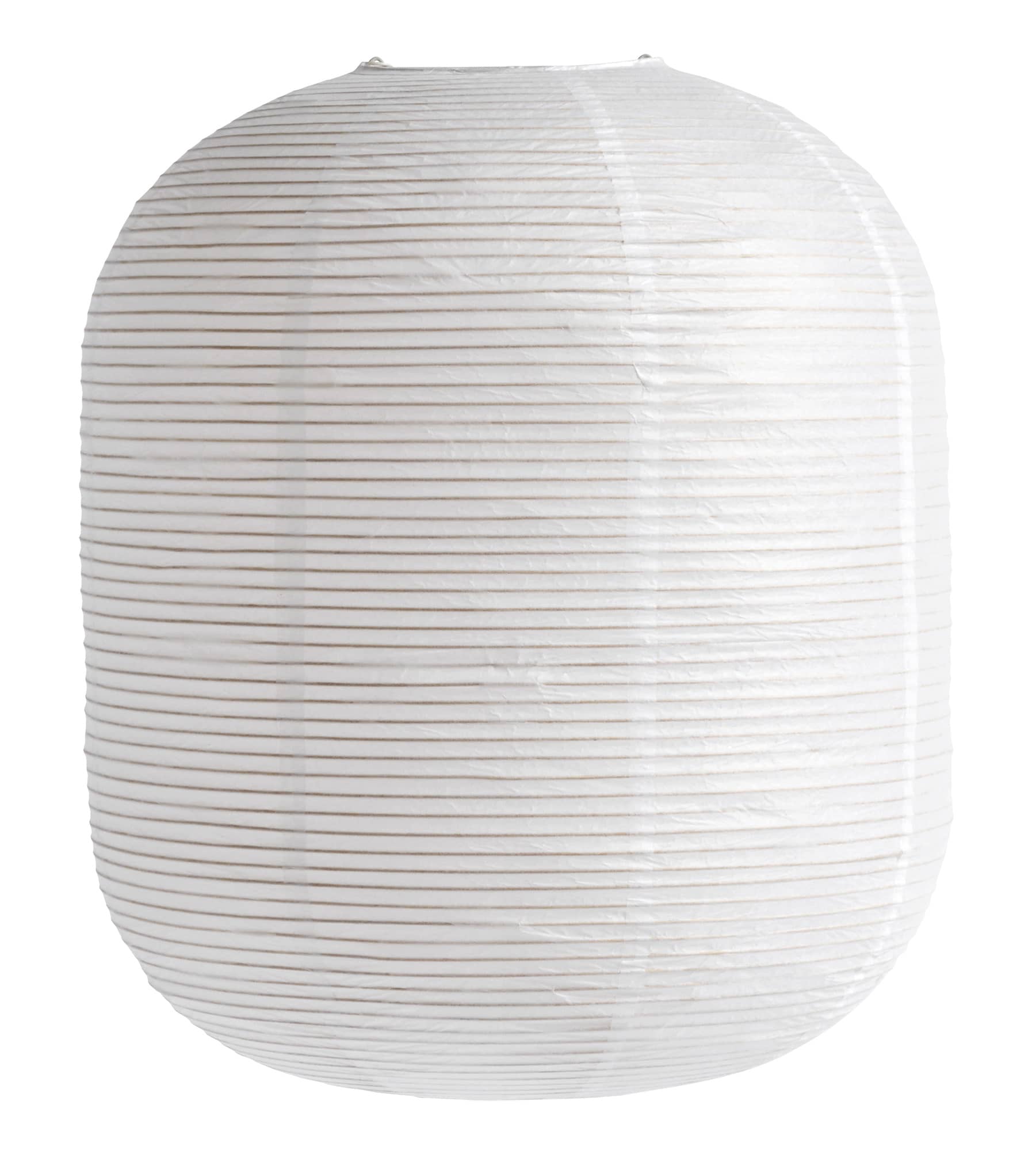 Nahaufnahme des Hay Rice Paper Shade Lampenschirms (42 cm), weiße Papierlaterne mit horizontalen Linien.