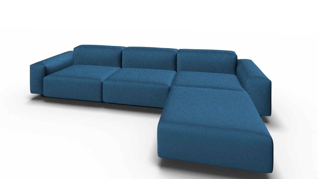 Soft Modular Sofa 3-Sitzer mit Chaise Longue Volo indigo Vitra