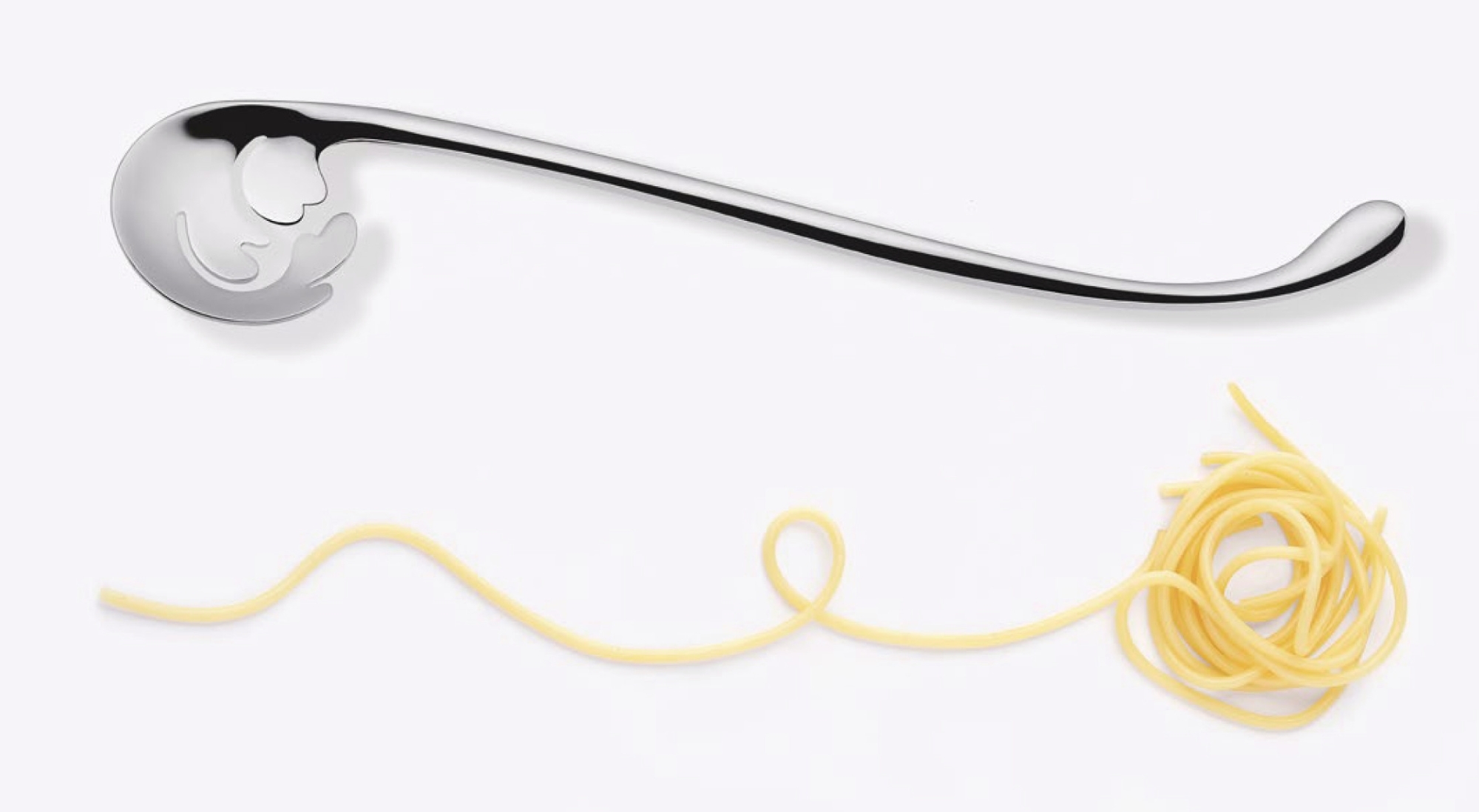 Alessi MMI31 Vabene Pastatester aus Edelstahl mit Spaghetti, Küchenhelfer zum Testen des Garzustands.