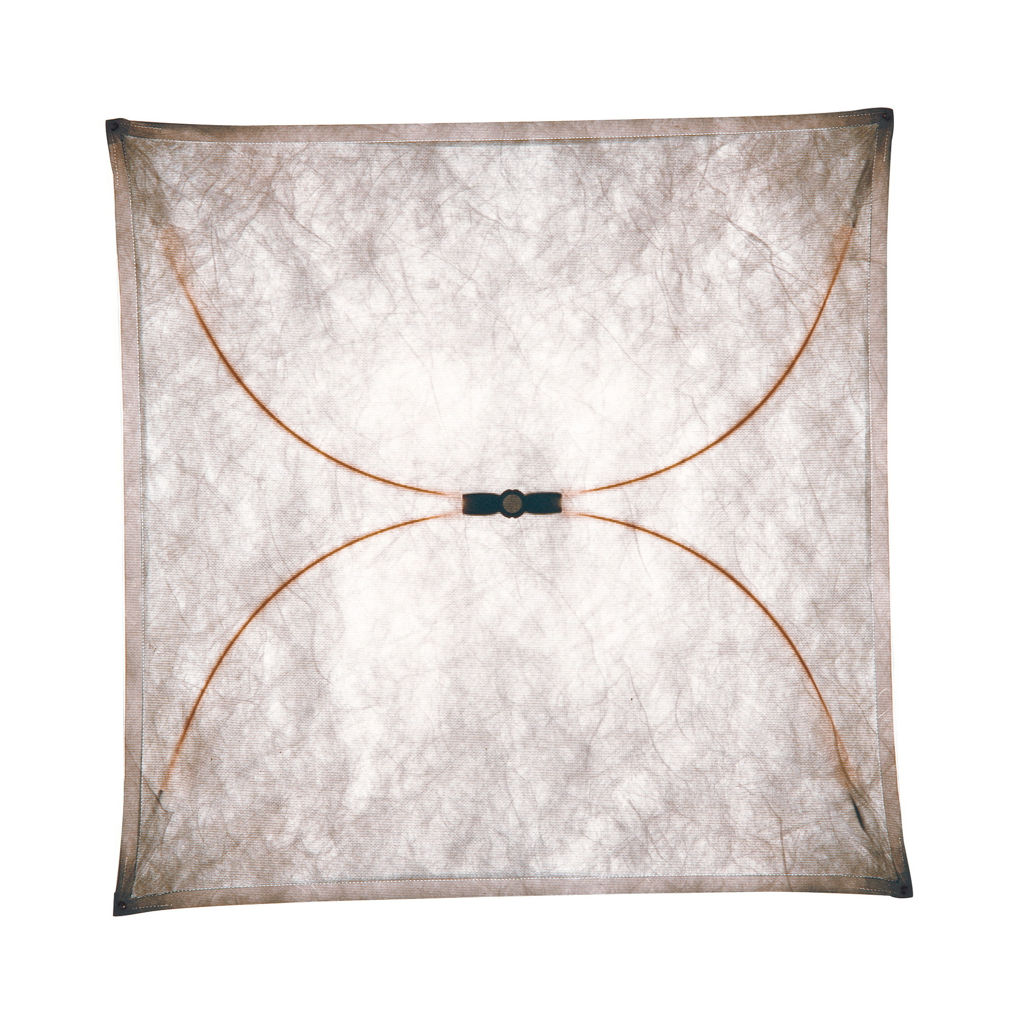 Ariette Deckenleuchte von Flos, quadratisch, 100 cm, mit Stoffbespannung und zentraler Befestigung.