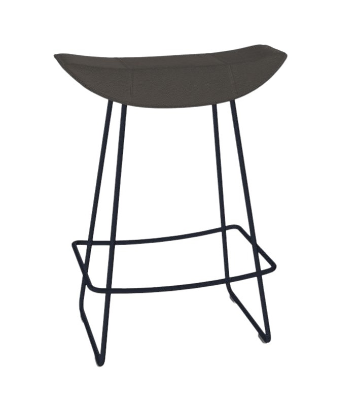 Kya Küchenhocker mit Drahtgestell und Lederbezug in Salbei, Freifrau Manufaktur. Barhocker für Küche.