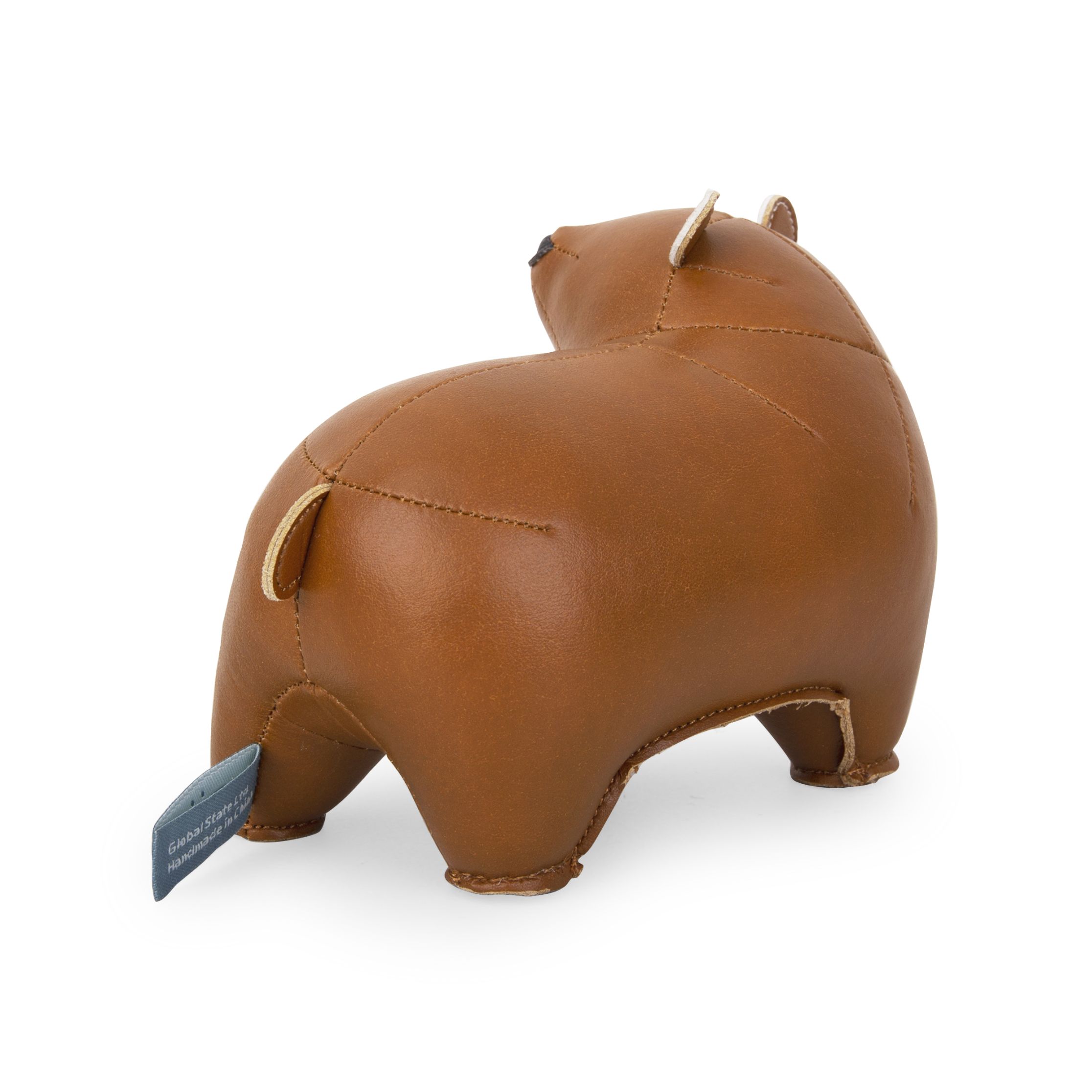 Briefbeschwerer Bär Bero in Tan/Weizen: Leder Bär Figur, dekorativer Buchstütze und Schreibtisch Accessoire.