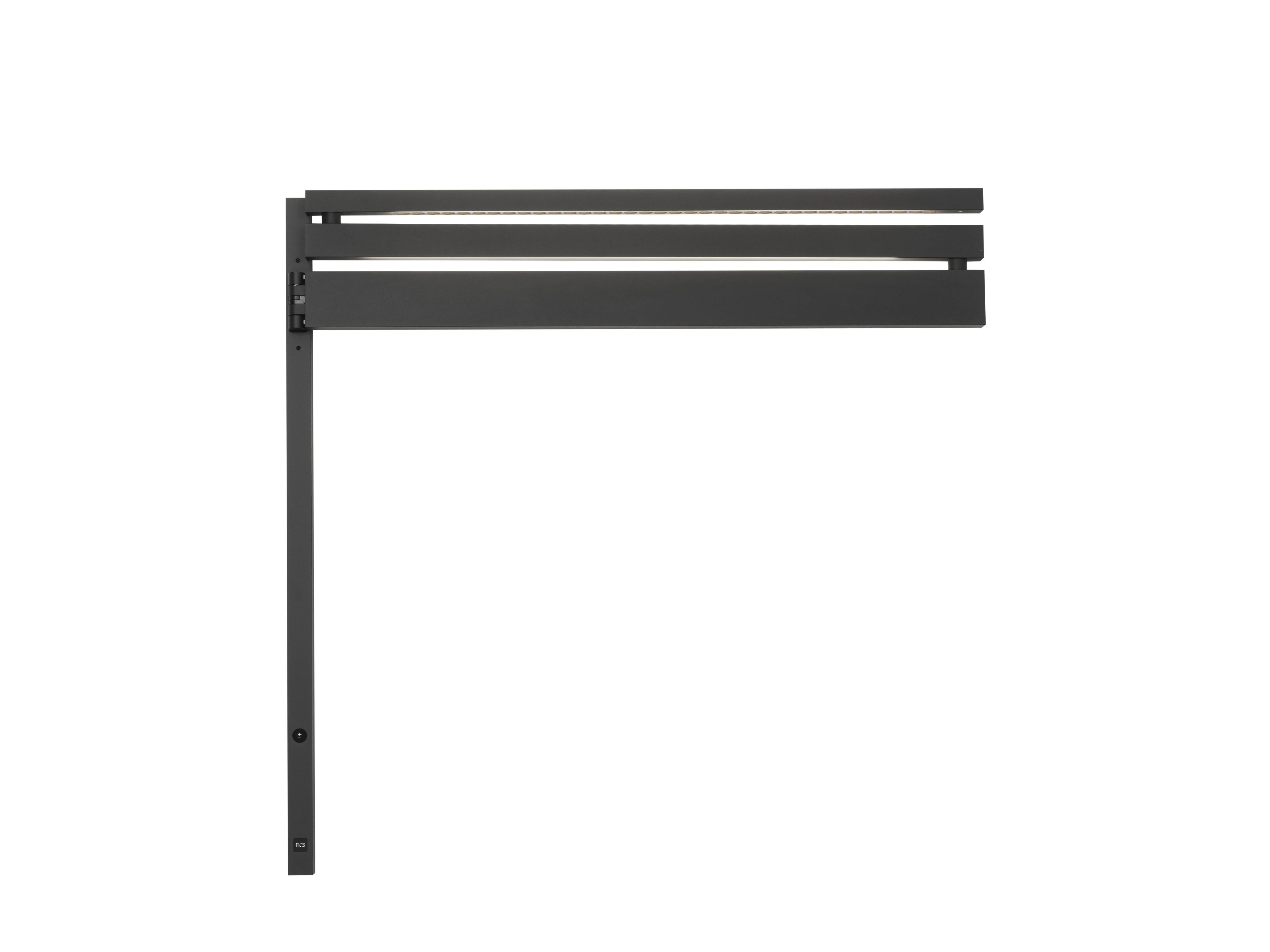 Black Flag Wandleuchte von Flos: Moderne, schwarze LED-Wandlampe mit horizontalen Lamellen.