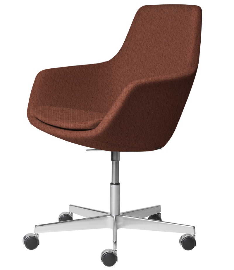 Brauner Little Giraffe Drehstuhl von Fritz Hansen mit festem Bezug und Rollen.