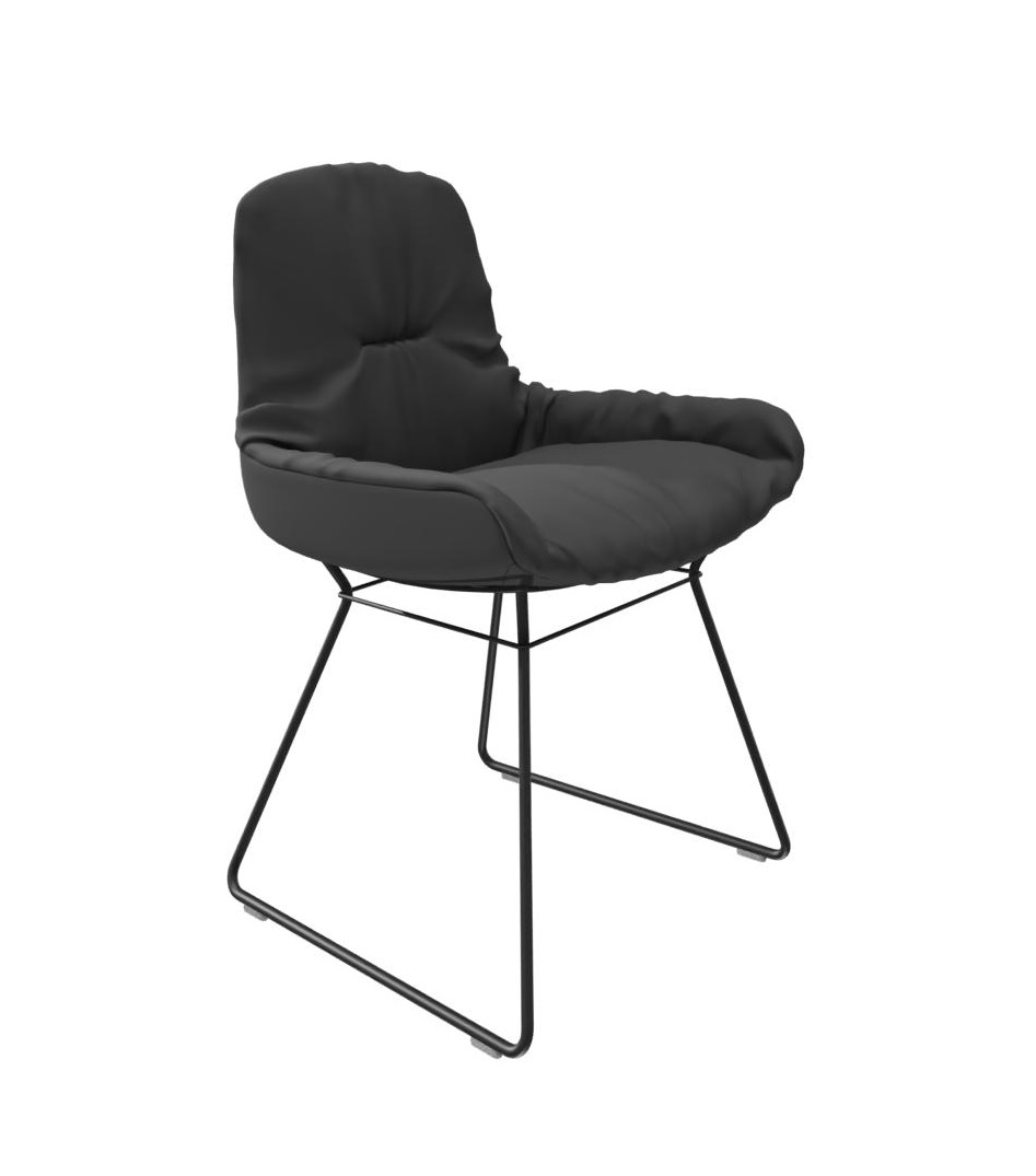 Leya Stuhl mit niedrigem Armlehnen in Sahara Leder, moderner Design Stuhl.