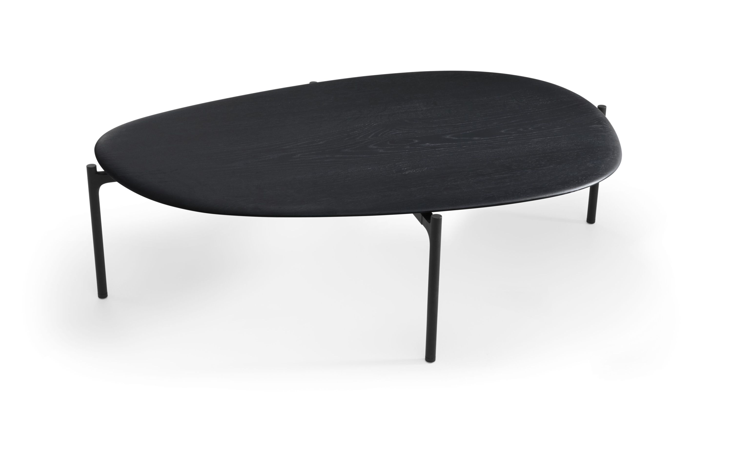 Schwarzer Ishino Beistelltisch von Walter Knoll mit Holzplatte und filigranem Metallgestell.
