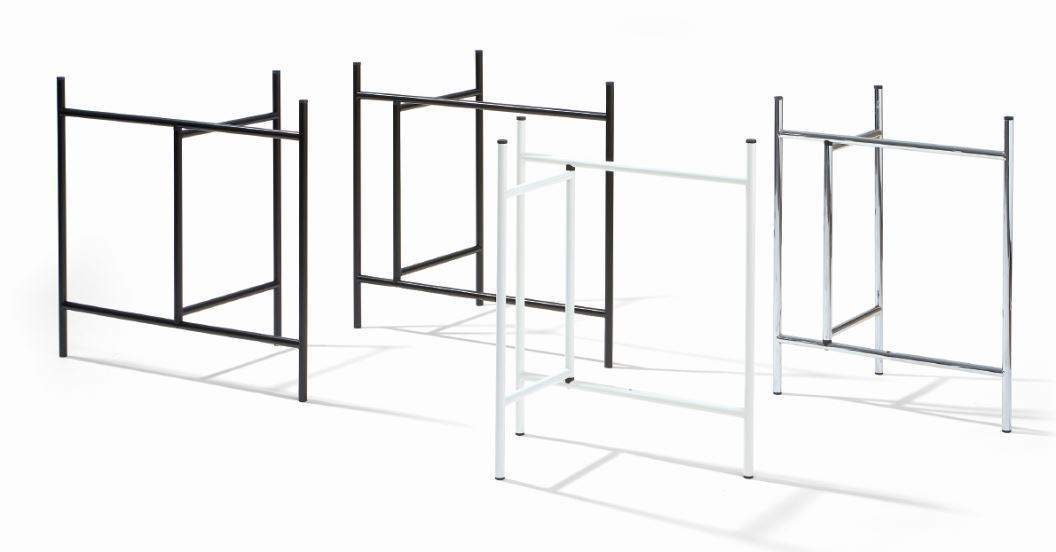Eiermann Tischgestelle in Schwarz, Weiß und Chrom von Richard Lampert, für individuelle Tischplatten.