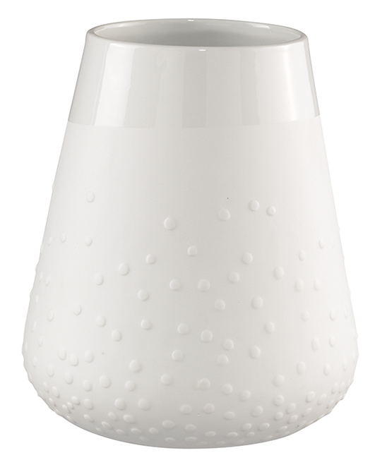 Weiße Zuhause Poesie Porzellanvase mit Punktmuster, ein stilvolles Deko-Objekt für Wohnzimmer und Tischdekoration.