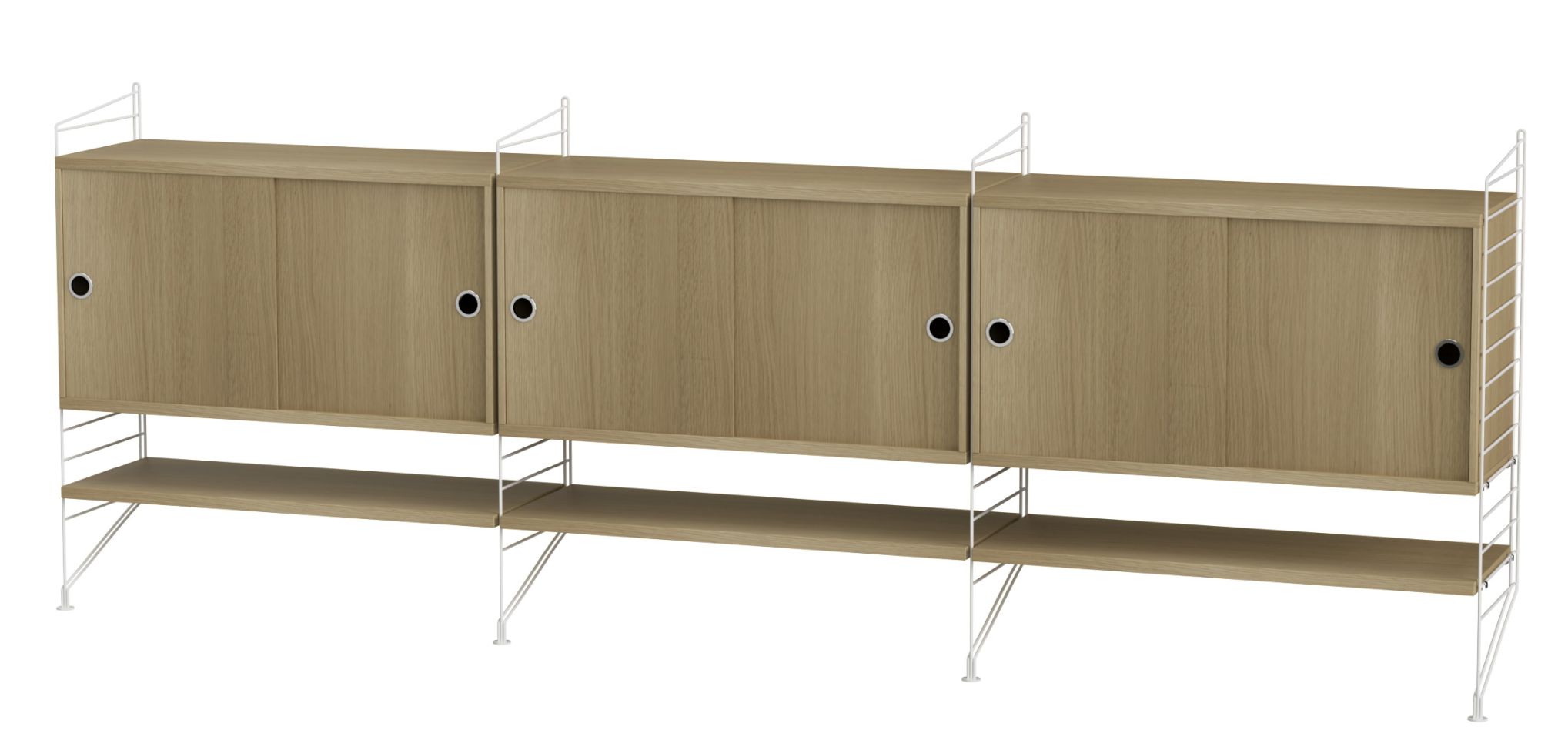 String Wohnzimmer Wand Regalsystem E String Furniture Eiche - Weiss