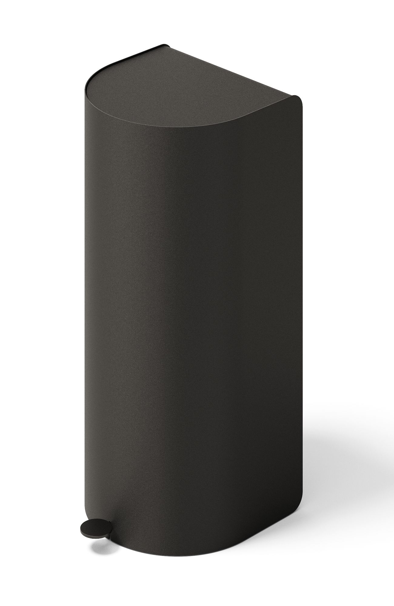 Schwarzer, halbrunder Treteimer von Mizetto, Modell Pelican Pedal bin, für Büro und Bad.