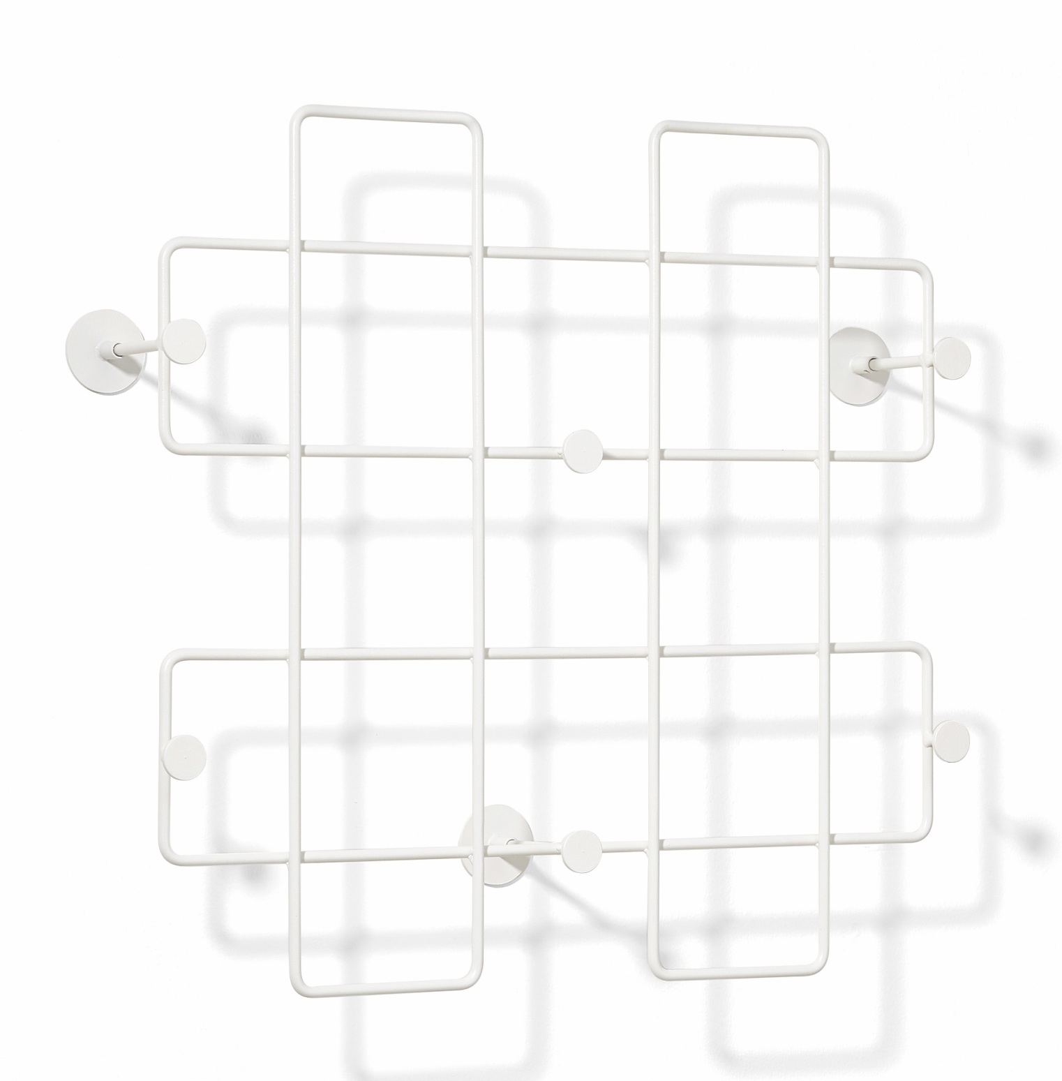 Weiße Bazar Wandgarderobe von Richard Lampert, große Ausführung, modernes Design mit runden Haken.