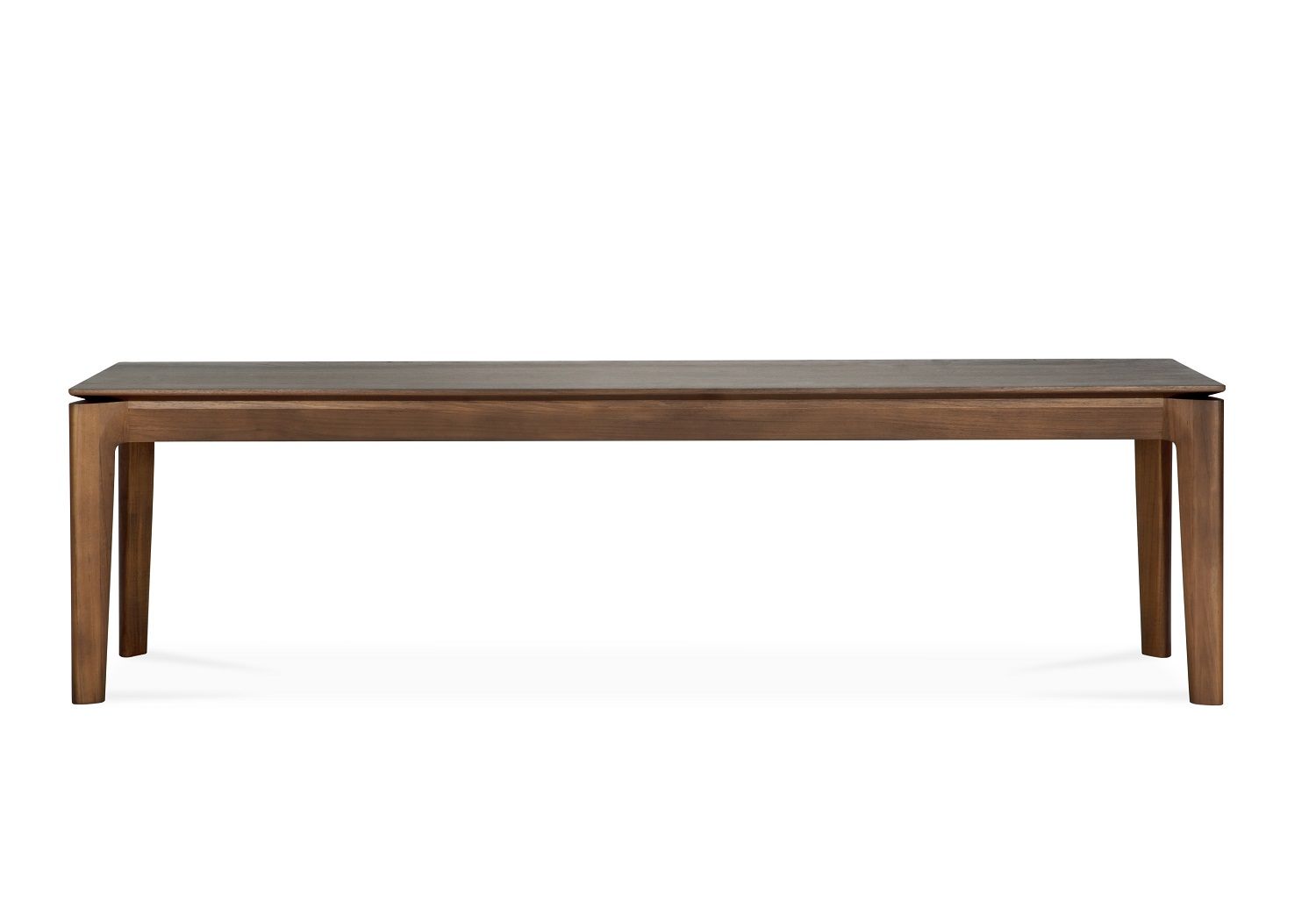 Bok Bank von Ethnicraft aus Teakholz in Dunkelbraun, moderne Holzbank für Esszimmer.