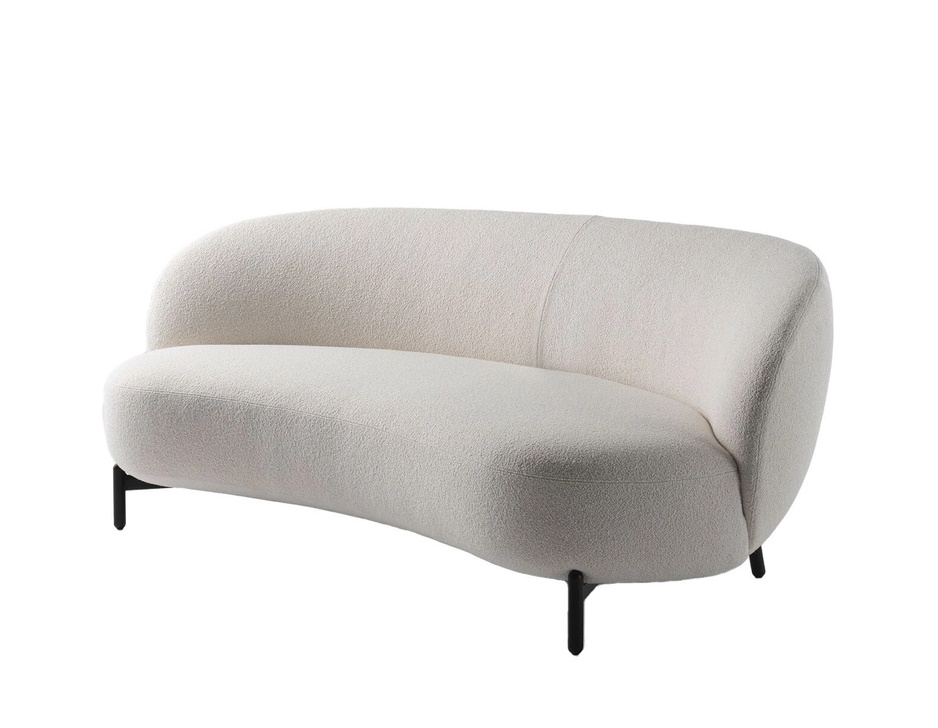 Weißes Lunam Sofa von Kartell mit Bouclé-Bezug und schwarzen Füßen. Modernes Design Sofa.