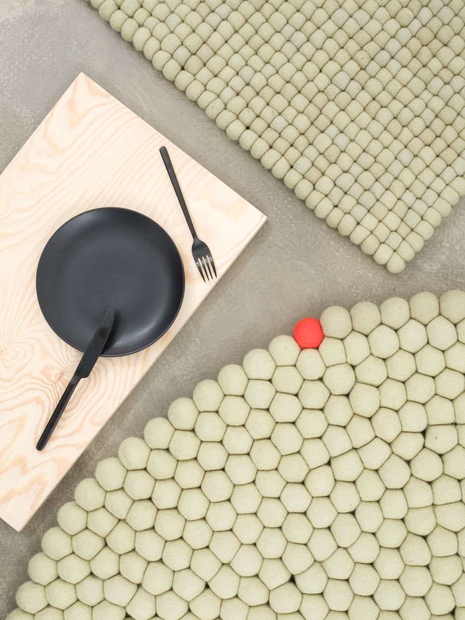 Big One Rund Filzteppich Ø 300 cm myfelt Grünbeige