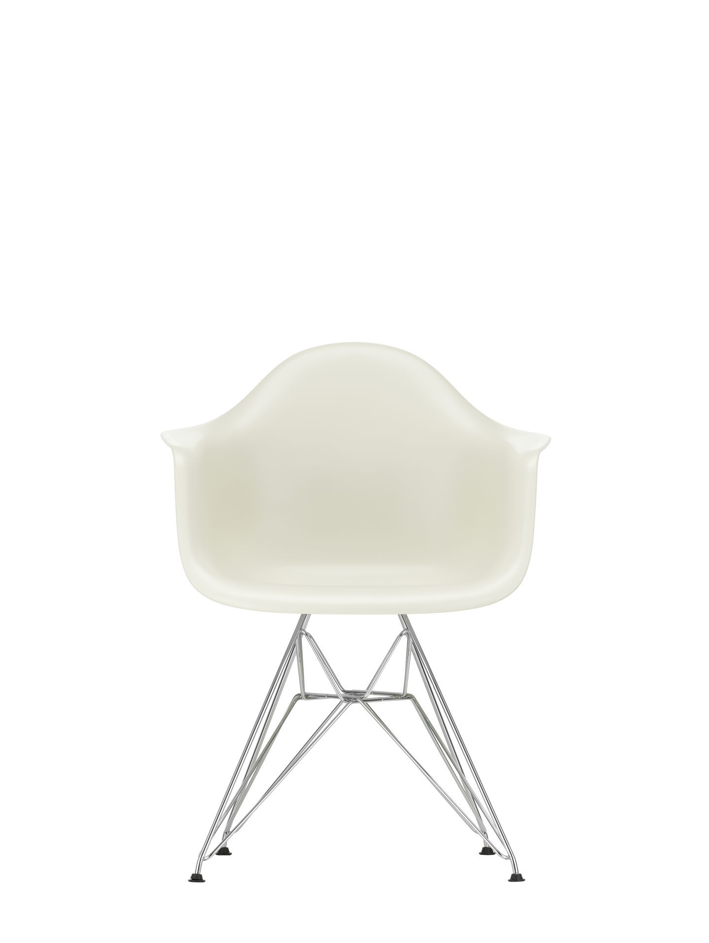Eames Plastic Arm Chair mit verchromtem Gestell in Tiefschwarz, moderner Designklassiker von Vitra.