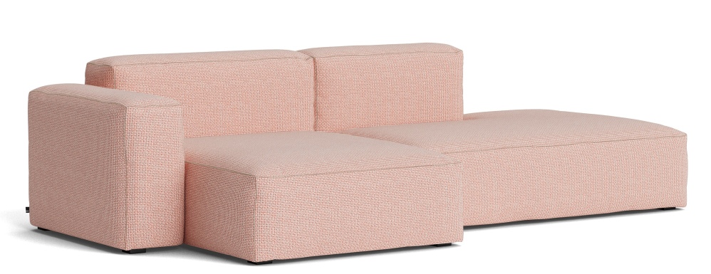 Mags Soft Sofa Low 2,5-Sitzer Combination 3 mit Armlehne links Hay Stoff Tartaglia Rot/Weiß mit Beige Naht