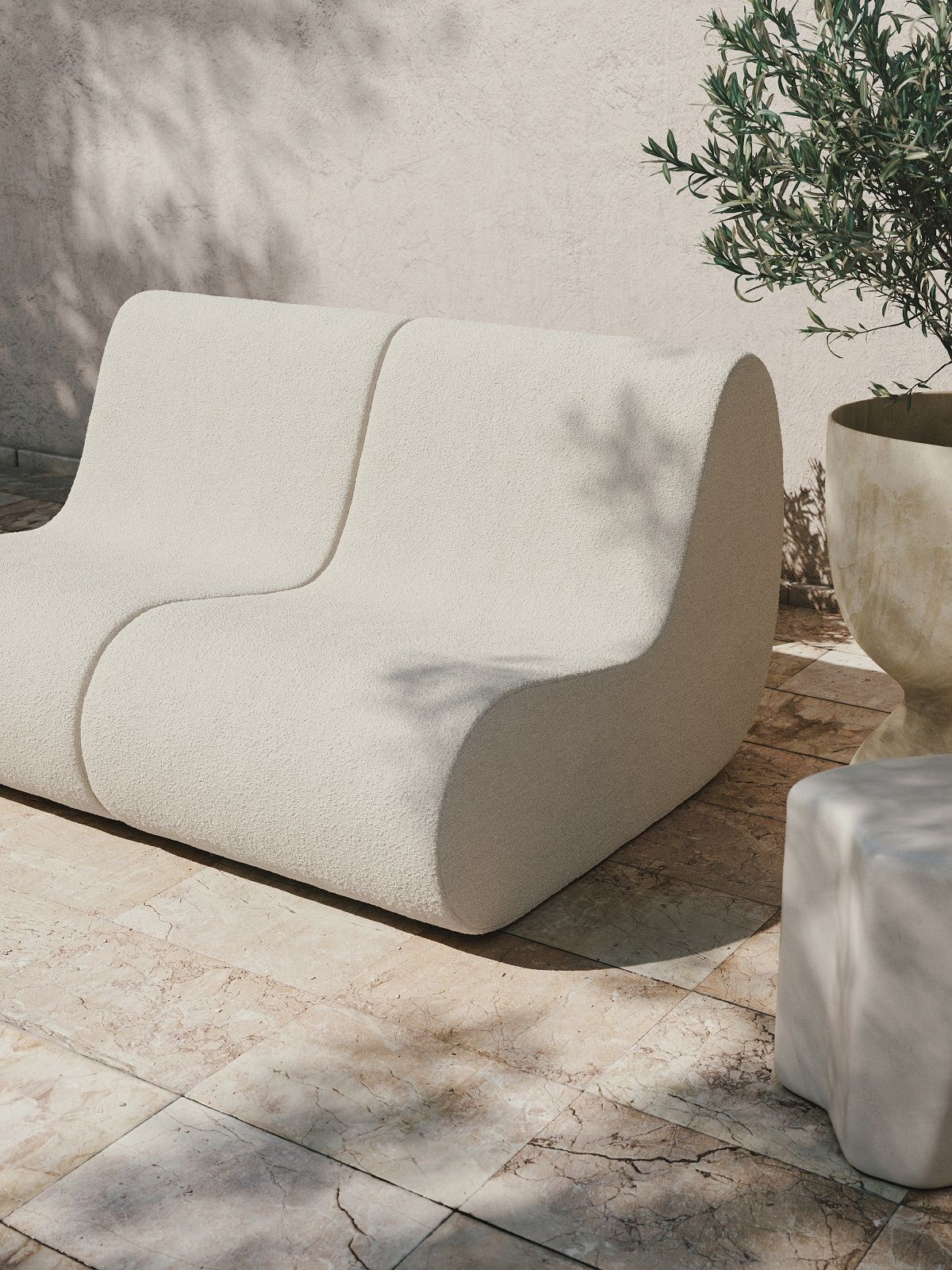 Rouli Center Module Pure Bouclé Outdoor Sofa Ferm Living