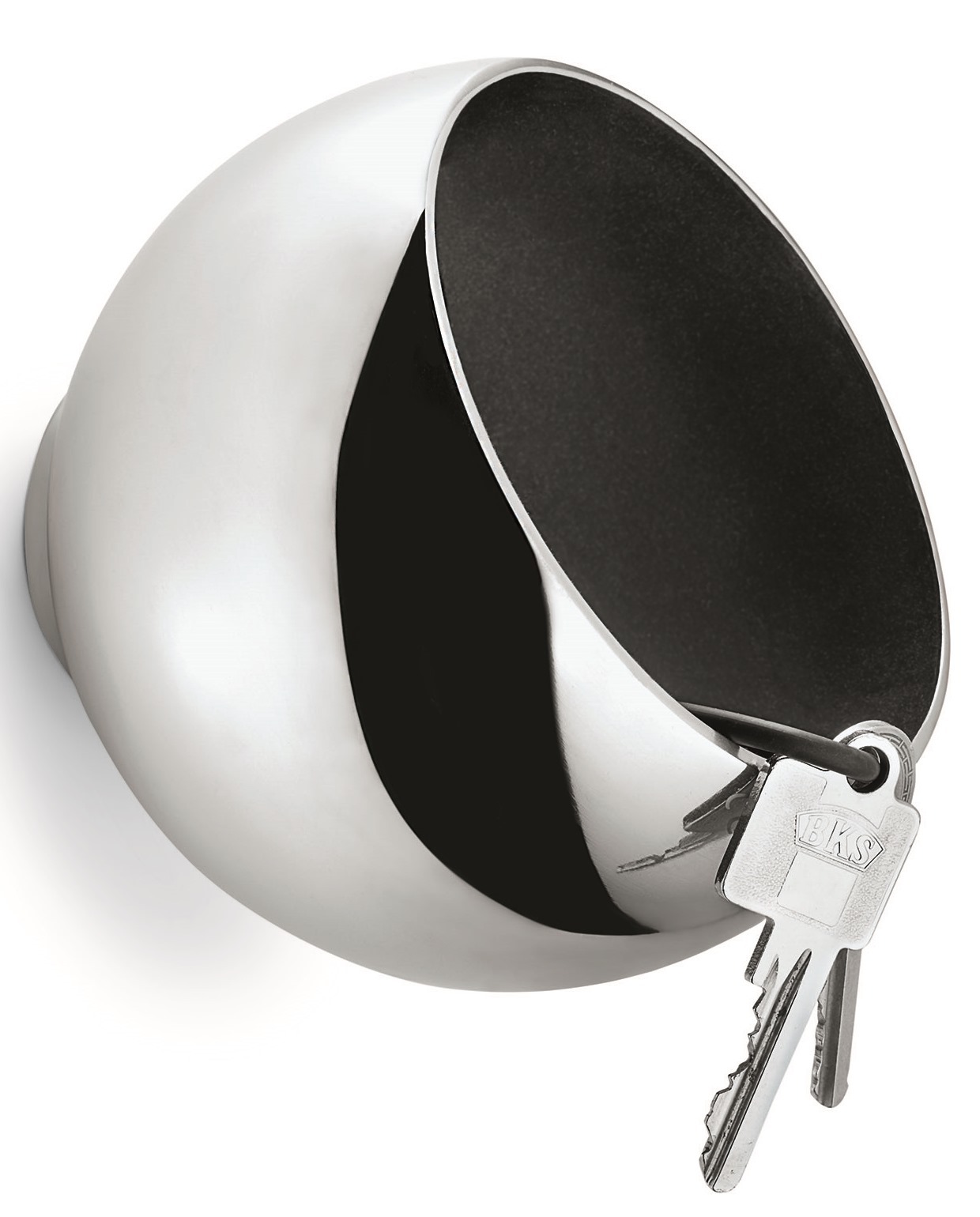 Sphere Garderobenkugel: Chromfarbene Wandgarderobe mit Schlüsselbund, moderne Aufbewahrung für Flur und Eingangsbereich.
