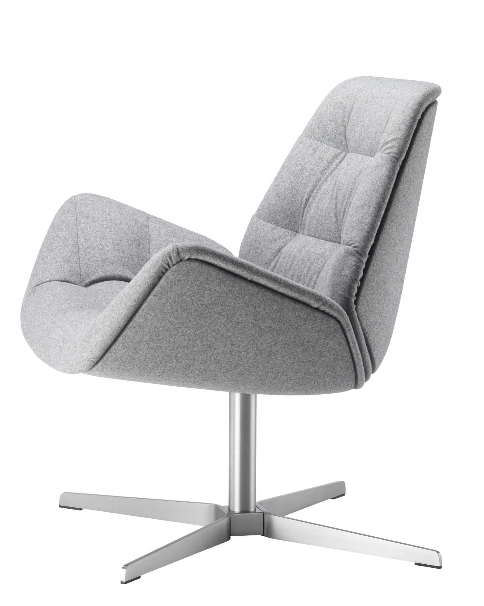 Grauer Thonet Lounge Sessel mit Drehfuß und gesteppter Rückenlehne. Moderner Design Sessel.