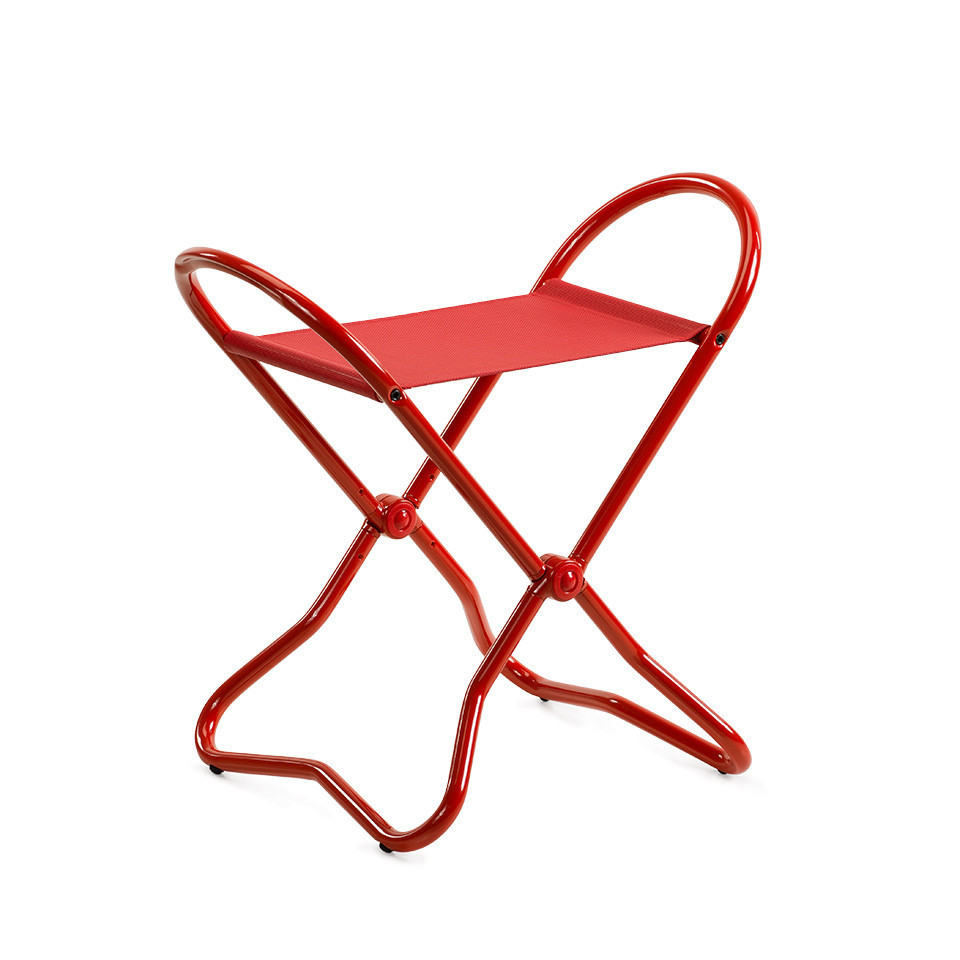 Roter Klapphocker: Chicago Hocker mit Textilsitzfläche, ideal als flexibler Sitzplatz für Zuhause.