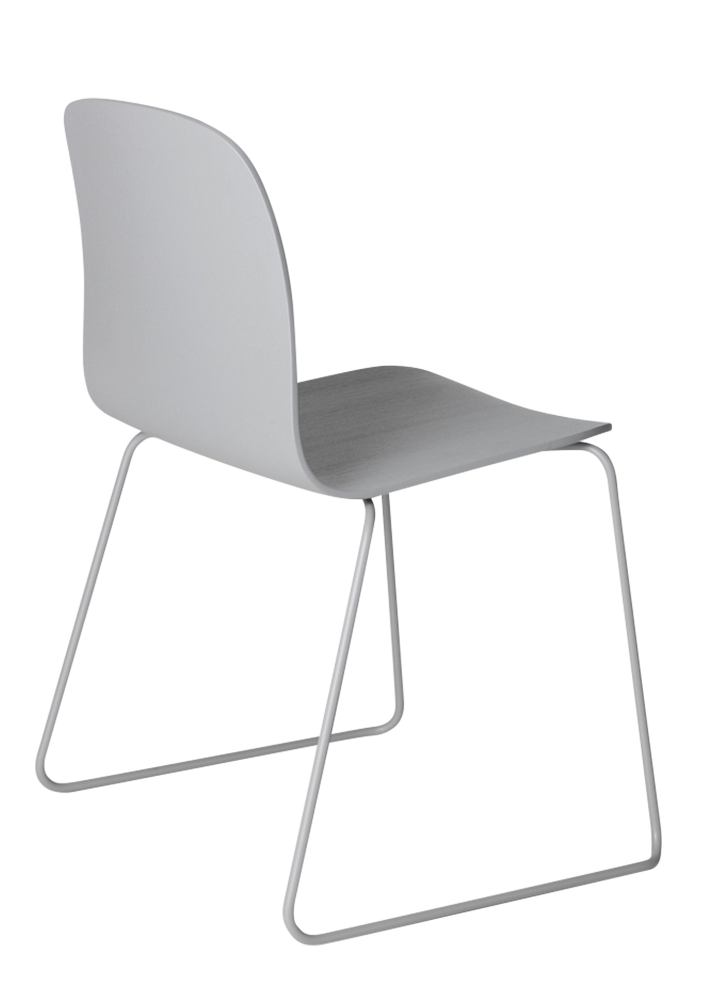 Grauer Visu Chair von Muuto mit Kufengestell, moderner Stuhl für Esszimmer und Büro.