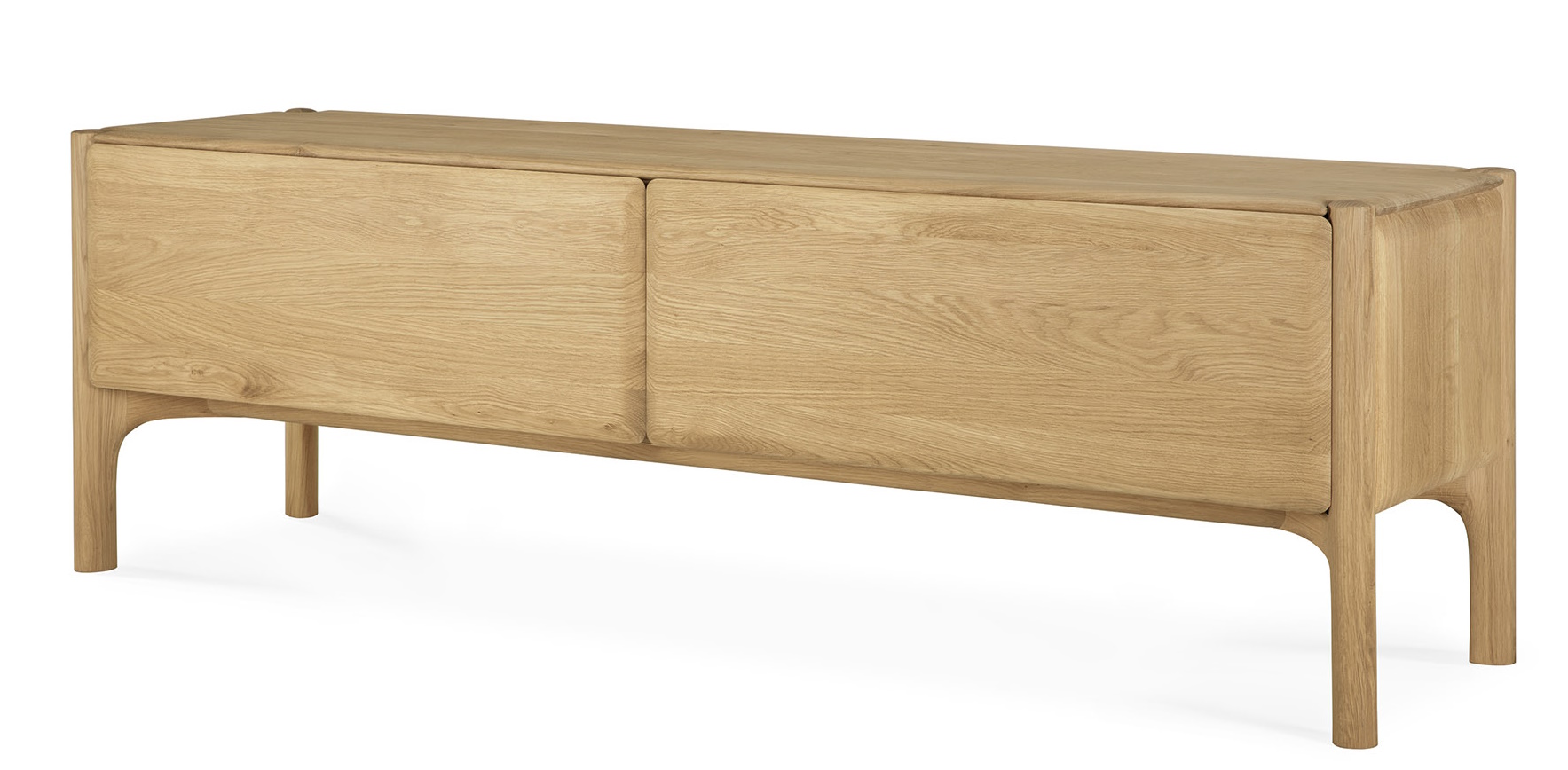 Ethnicraft PI TV Anrichte aus Eiche mit zwei Türen und schlanken Füßen.