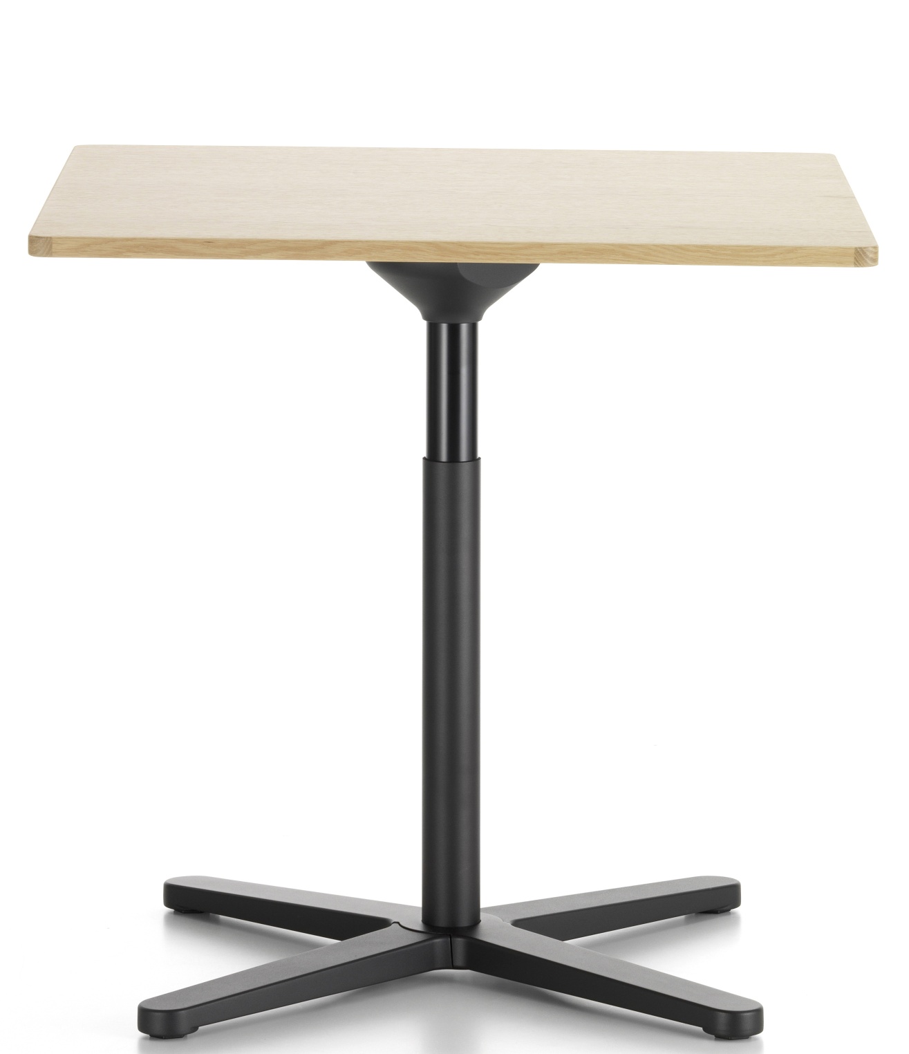 Vitra Super Fold Table, rechteckiger Faltbarer Tisch mit hellem Holz und schwarzem Fuß.