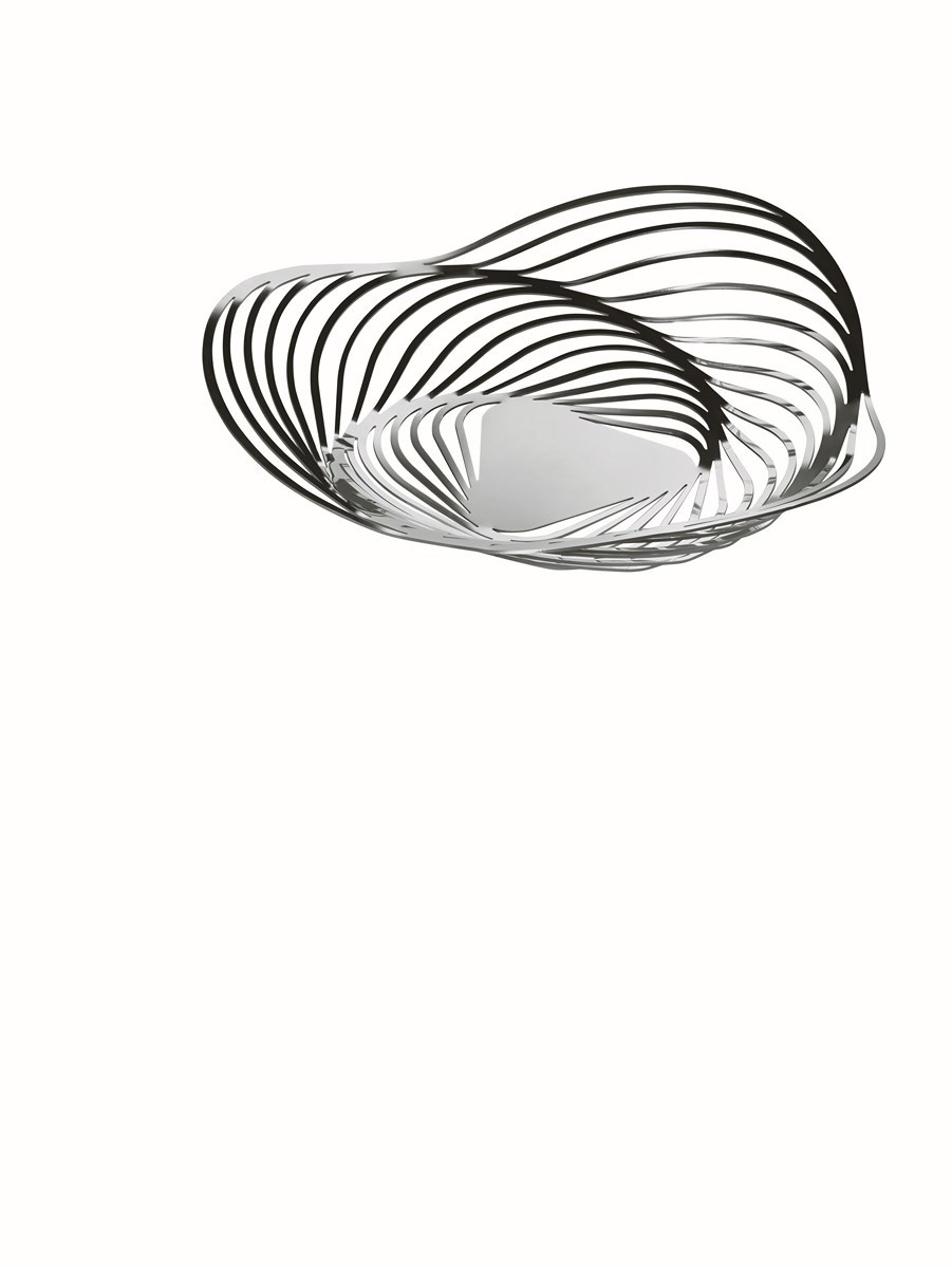 Alessi Trinity Tafelaufsatz: Moderne Obstschale aus poliertem Edelstahl, dekorativ und funktional.