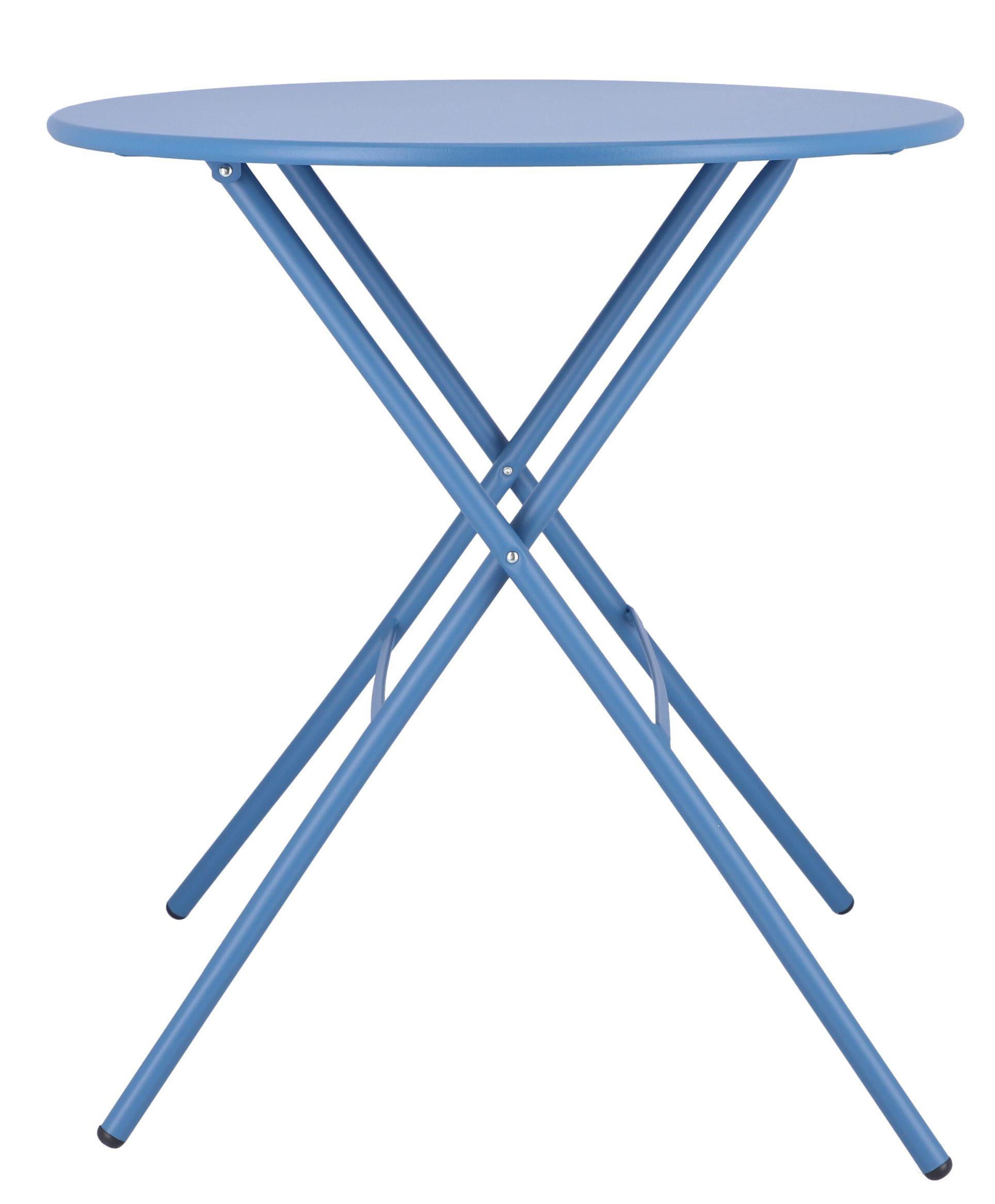 Blauer Fiam Sirio Klapptisch Ø 67 cm von Jan Kurtz für den Garten oder Balkon.