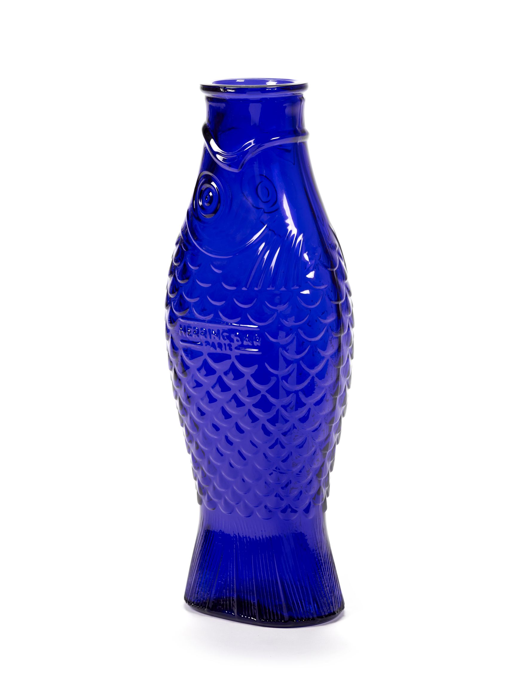 Kobaltblaue Fisch-Flasche von Serax, dekorative Glasflasche in Fischform, ideal als Vase oder Deko-Objekt.