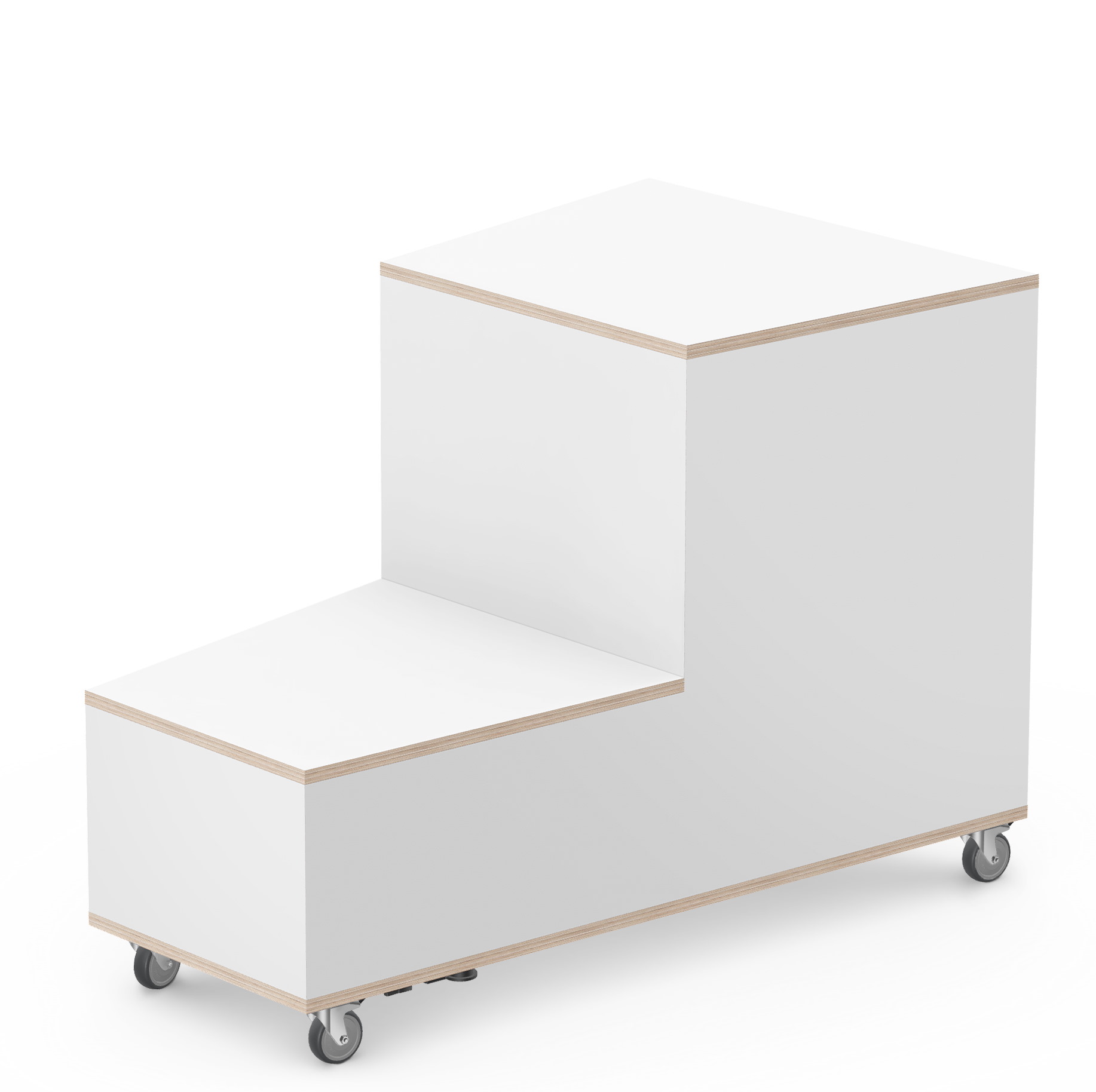 What if We Fly Grandstand 2-stufiges Sitzelement von Interstuhl in Weiß mit Rollen.