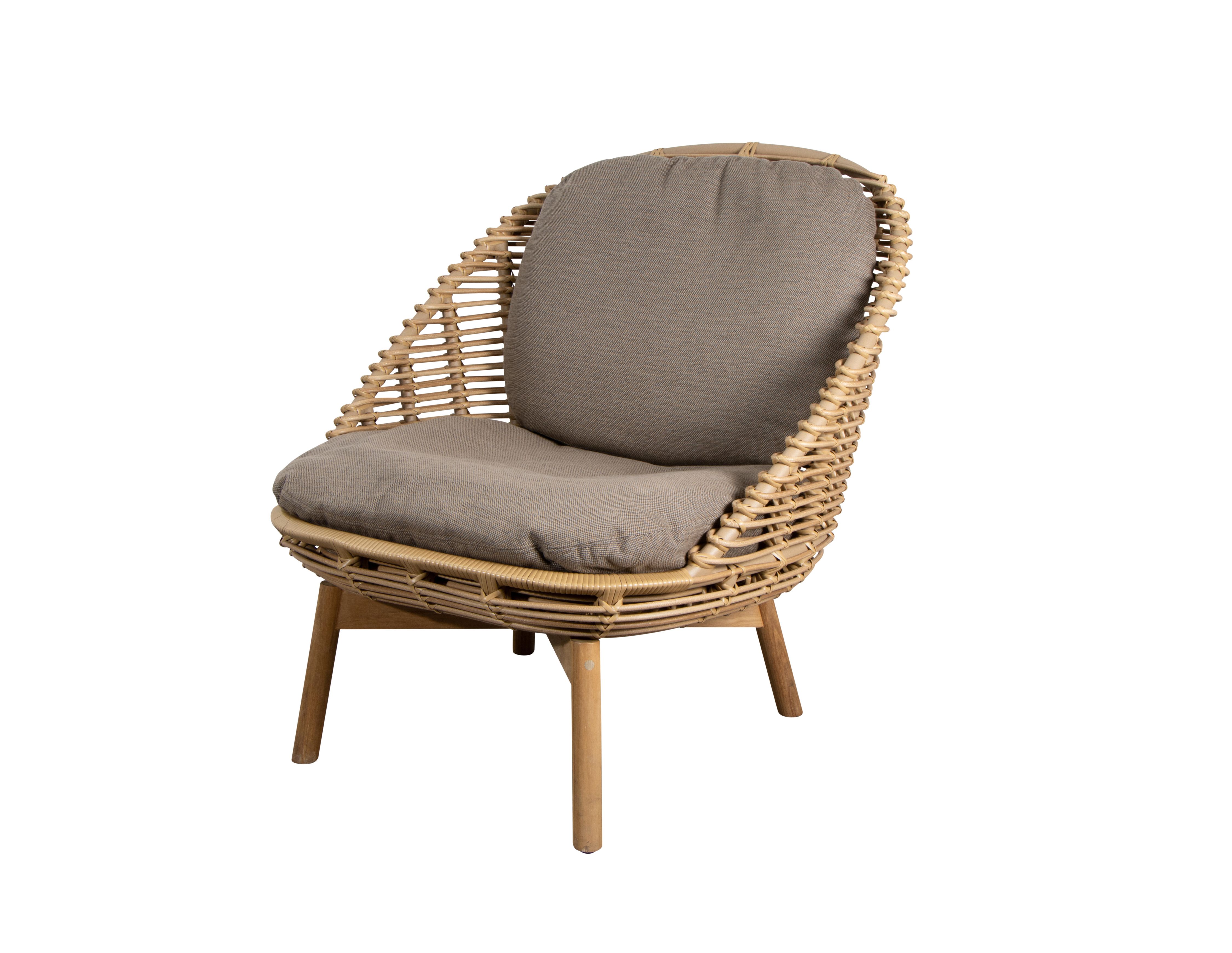 Cane-Line Hive Sessel mit Rücken- und Sitzpolster in Grau, Rattan Lounge Sessel.