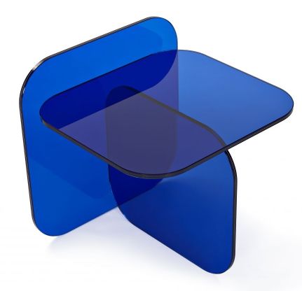 ClassiCon Sol Beistelltisch aus royalblauem Kristallglas, moderner Designertisch für Wohnzimmer und Büro.