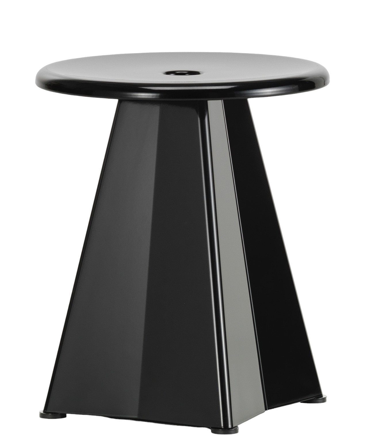 Schwarzer Vitra Hocker "Tabouret Métallique" aus Metall, moderner Design Hocker für Wohnräume.