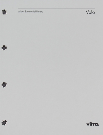 Stoffmusterkarte Volo von Vitra: Graue Stoffmuster zur Ansicht und Auswahl für Möbelstoffe.