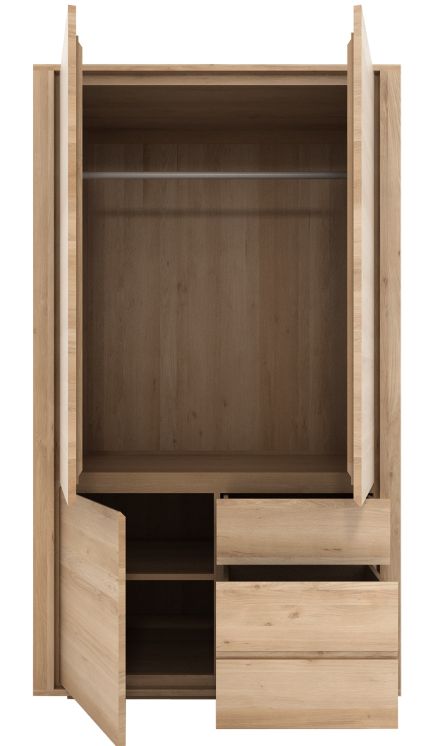 Offener Shadow Kleiderschrank von Ethnicraft aus Eiche mit Schubladen und Regalböden.