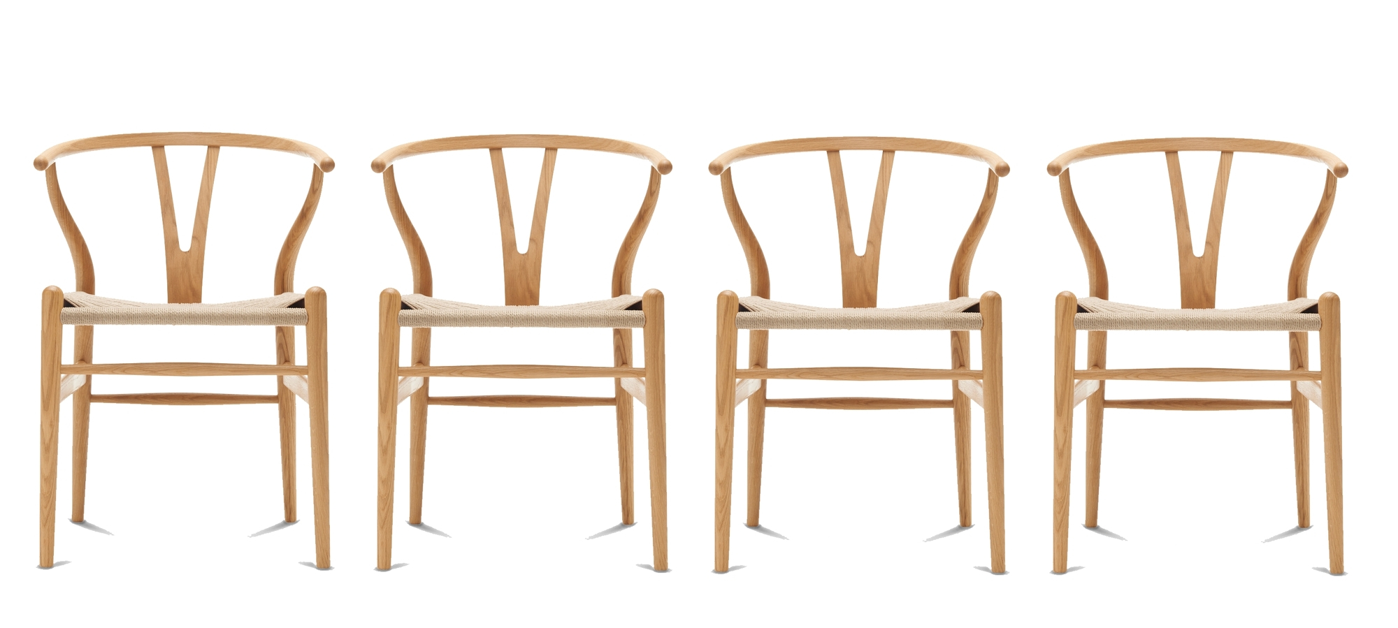 Vier CH24 Wishbone Chairs aus geölter Eiche mit geflochtenen Papierkordel-Sitzen, Carl Hansen & Søn.