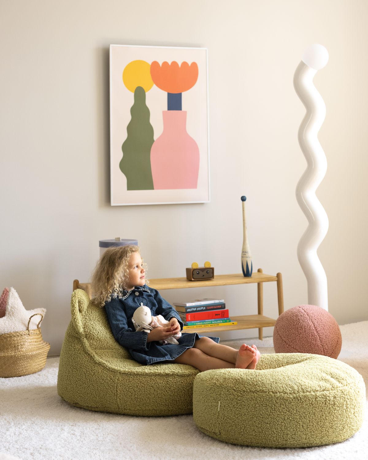 Kinder Ottomann Fußstütze Matcha Wigiwama