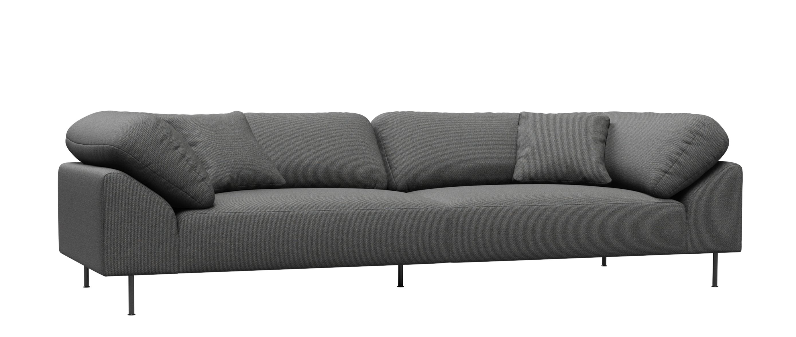 Graues Collar Sofa von Woud, ein moderner 3-Sitzer mit Kissen und minimalistischen Füßen.