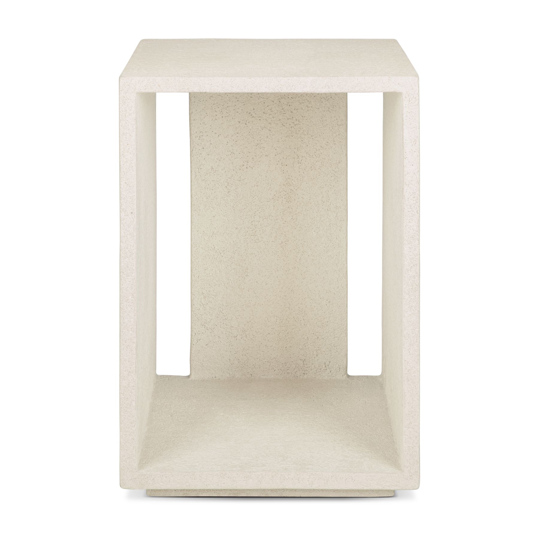 Elements Nachttisch von Ethnicraft, minimalistisches Design in Beige, quadratische Form mit offenen Seiten.