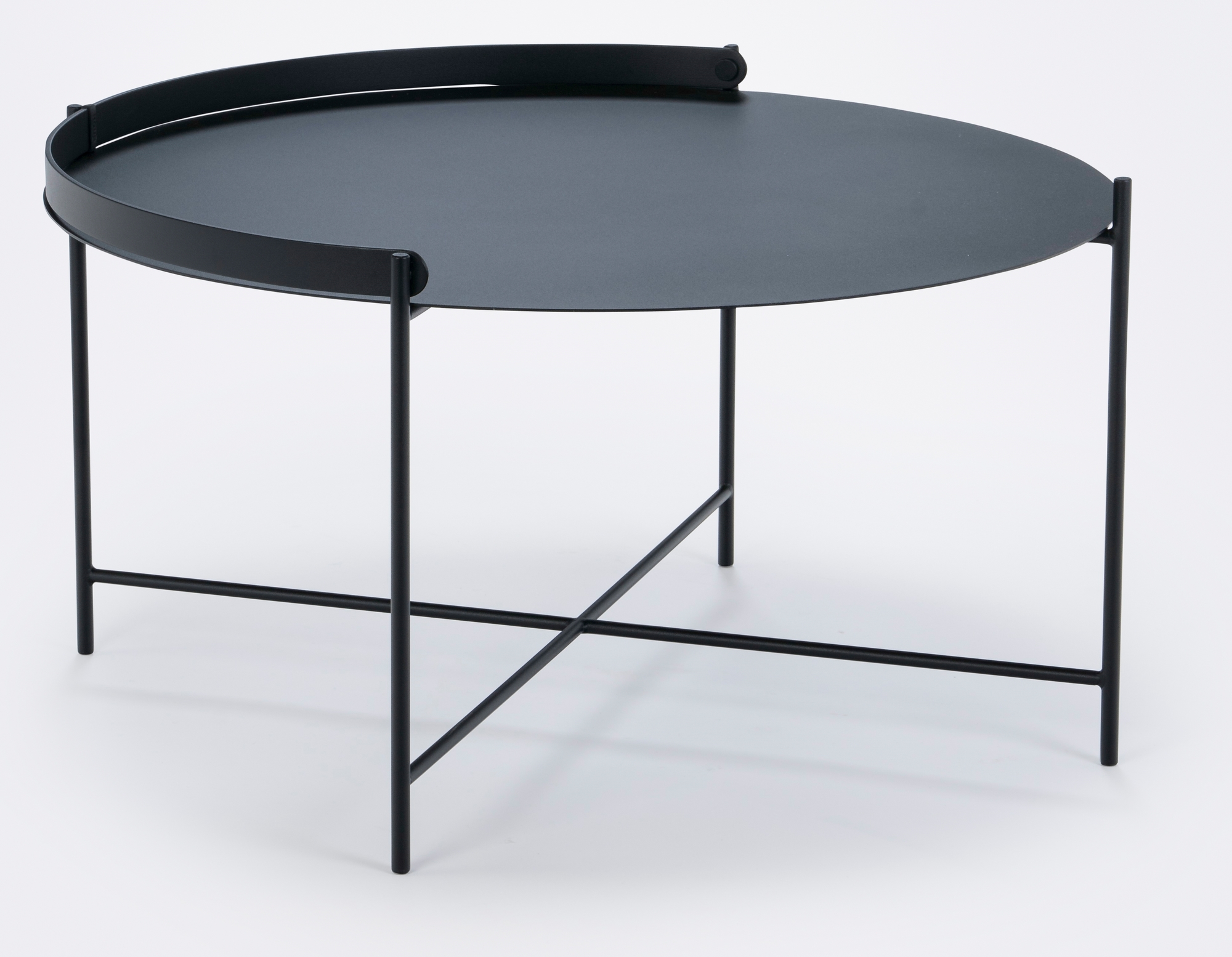 Schwarzer Edge Tray Table Beistelltisch von Houe mit runder Tischplatte und filigranem Metallgestell.