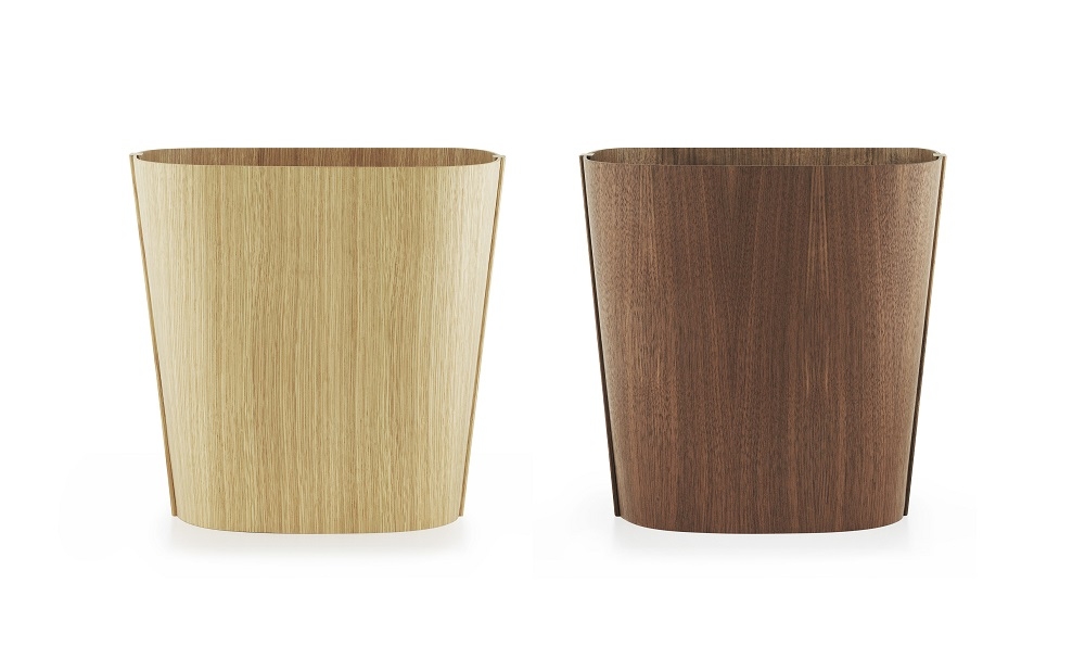 Papierkorb aus Holz in zwei Farben, ideal für das Büro, Normann Copenhagen Design.